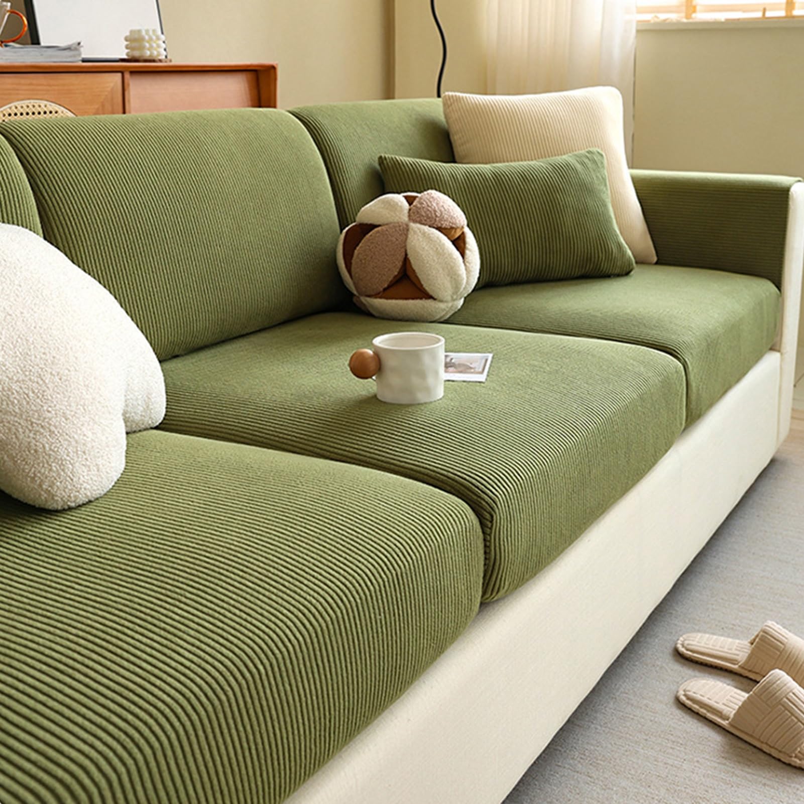 Stretch Sofabezug Cord - Rutschfester Überzug Für Alle Jahreszeiten