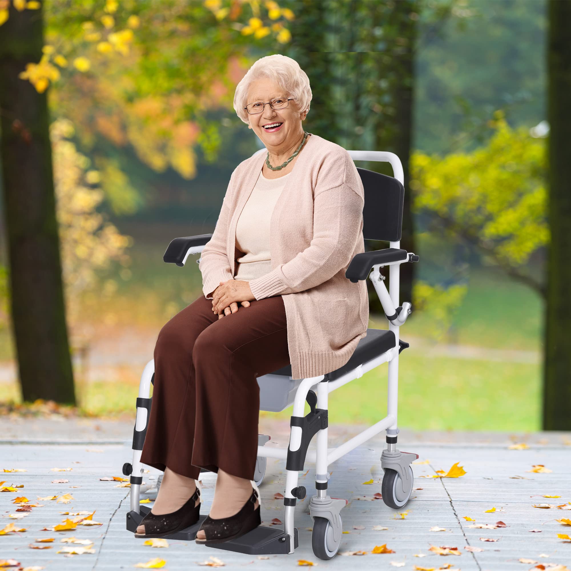 Accessibility Commode Wheelchair, Rolling Shower Wheelchair with