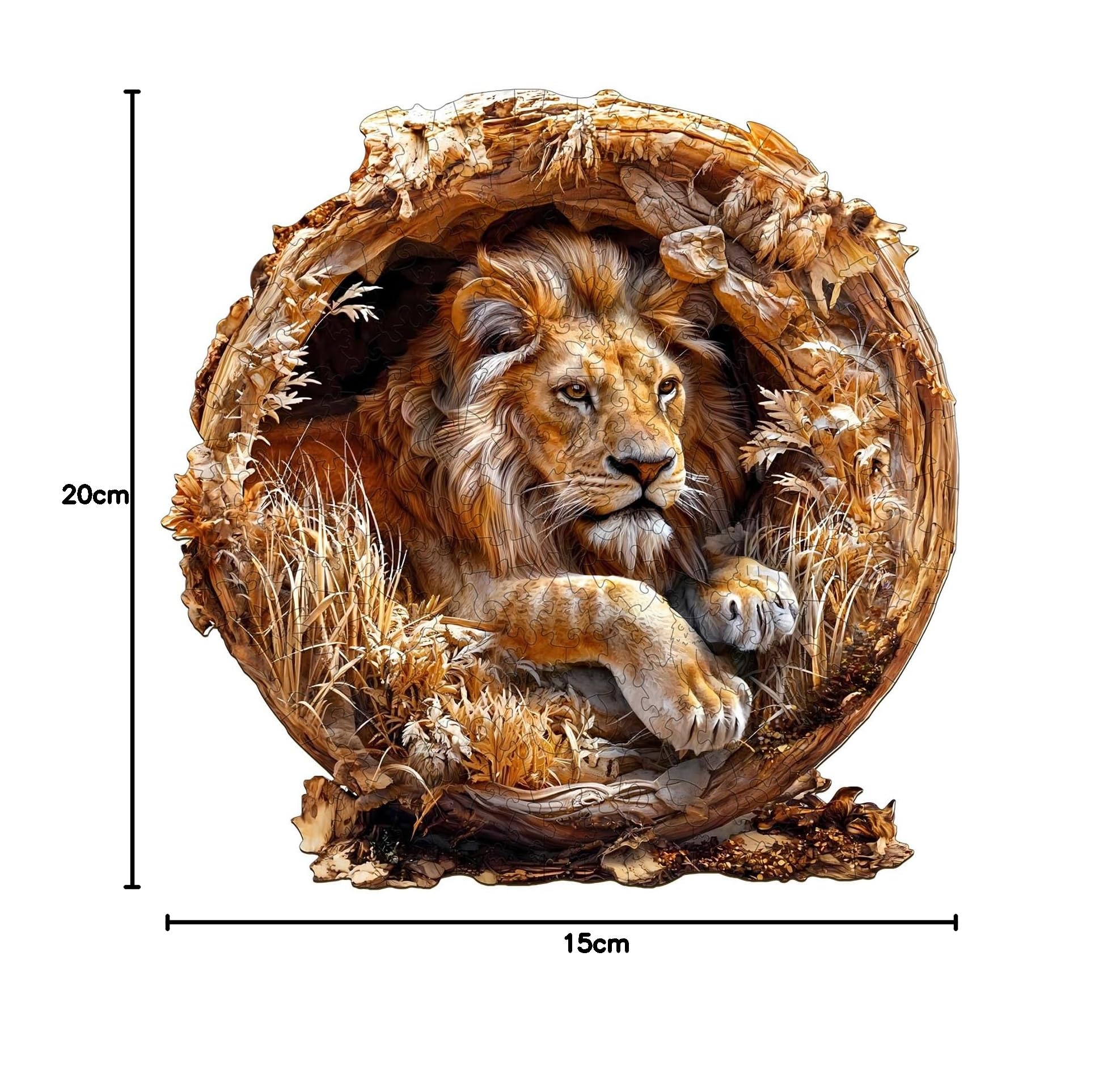 Puzzle Bois Adulte, Le Lion 3D Puzzle en Bois Animaux, Puzzles Animal Unique pour Adulte, 3D Lion Wooden Puzzles 575pcs-XL-44 * 44cm