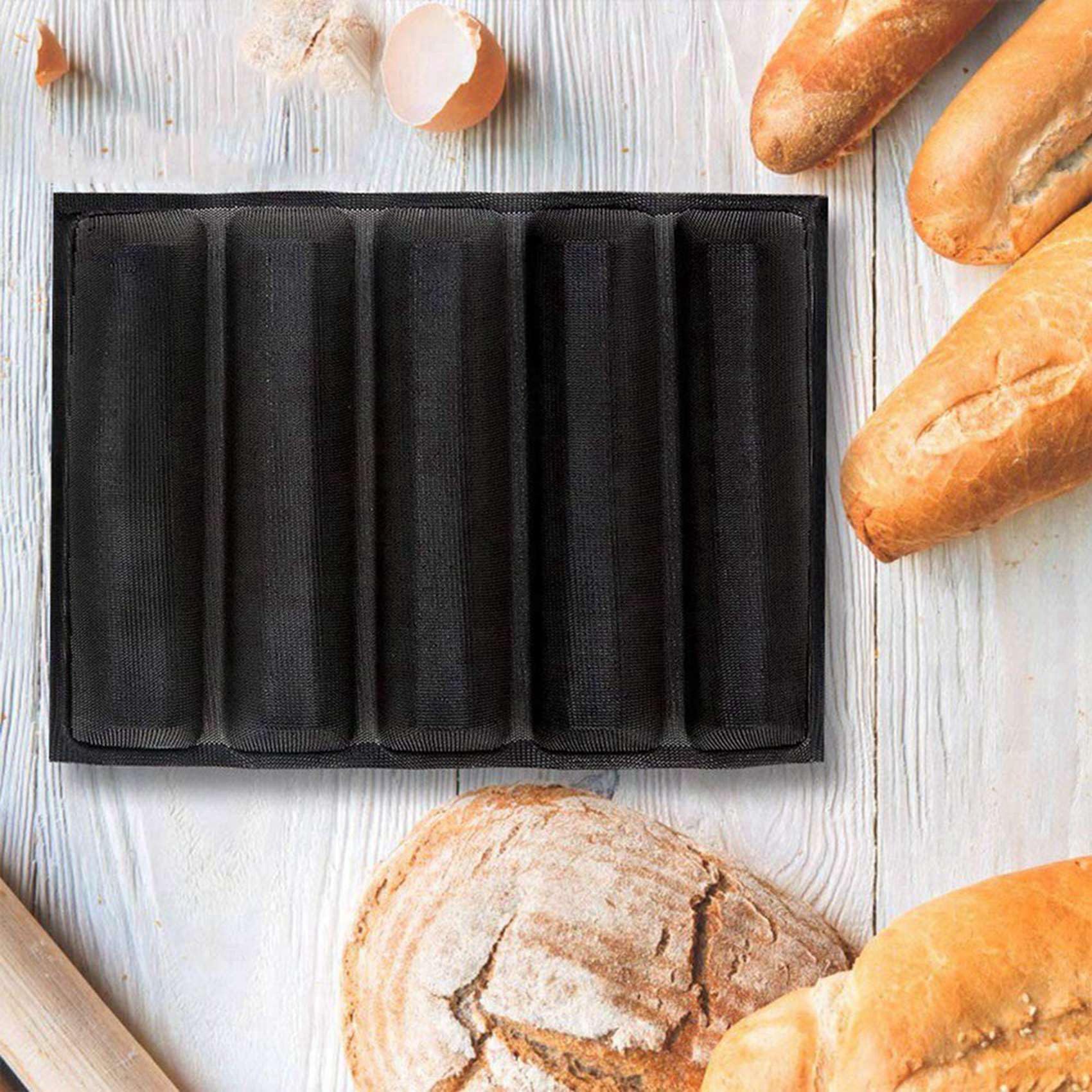 Juego de 4 moldes de silicona perforados para sándwich, molde para pan francés, base de alimentos, 5 bandejas antiadherentes