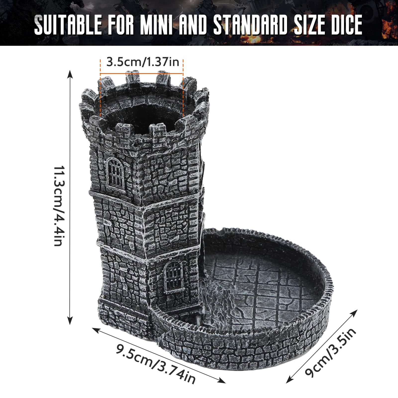 diceevil Castle Dice Tower with Tray,DND Dice Rolling Tower and Tray for Dungeons and Dragons for Board Game, D&D and RPG, MTG - Image 2