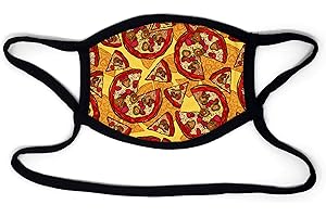 Buttonsmith Pizza Adjustable Face Mask with Built-in Lanyard
