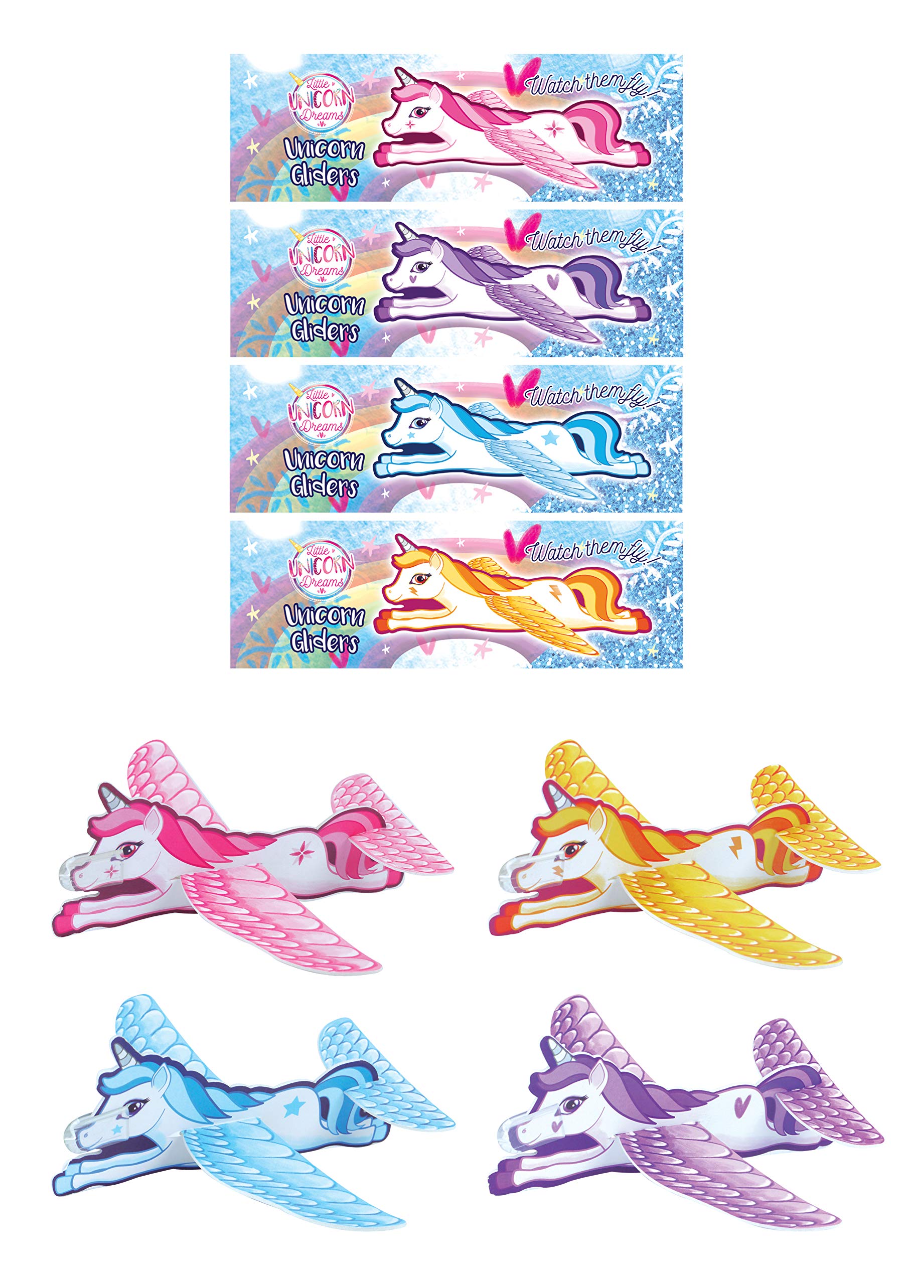 HENBRANDT Pack of 8 Unicorn Gliders – Kids Polystyrene Flying Gliders Pinata Toy Loot Party Bag Fillers Wedding for Girls and Boys