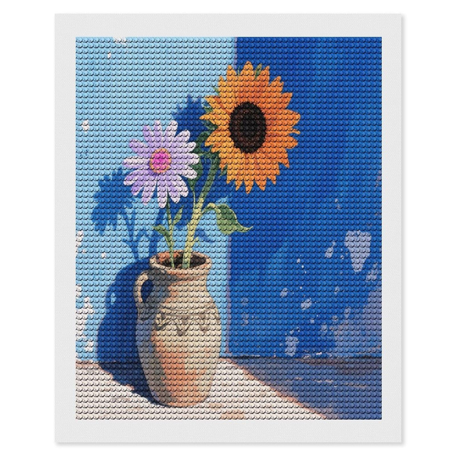VstaDank Daisy Sunflower Diamond Painting Kits Exquisite DIY Full Round Drill Diamond Dots Painting for Adults Beginner Diamond Photo Paint with Diamond Picture Art Wall Decor 16"x20"