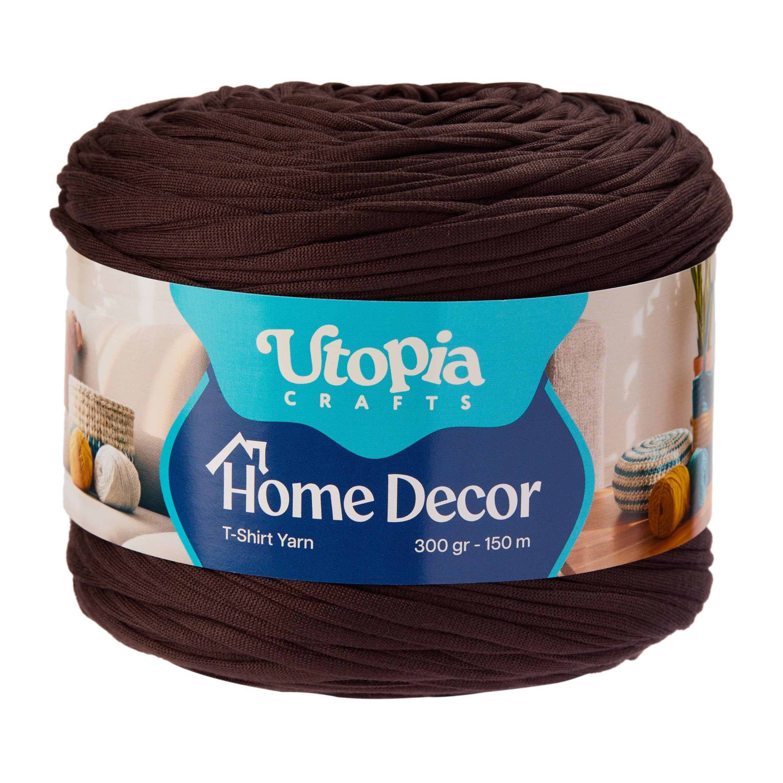 Utopia Crafts Home Decor T-Shirt Yarn for Crocheting, 300g Thick Soft Elastic Ribbon Yarn for Crochet Baskets Bags Rugs, Textile Fabric Yarn for Beginners, Home Decor, 5-7mm Hook (Deep Burgundy)