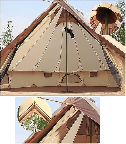 Miniatura 6 de Tienda de campaña de lona impermeable para exteriores, tienda de campaña familiar grande con puerta de malla y ventanas, tienda de campaña para