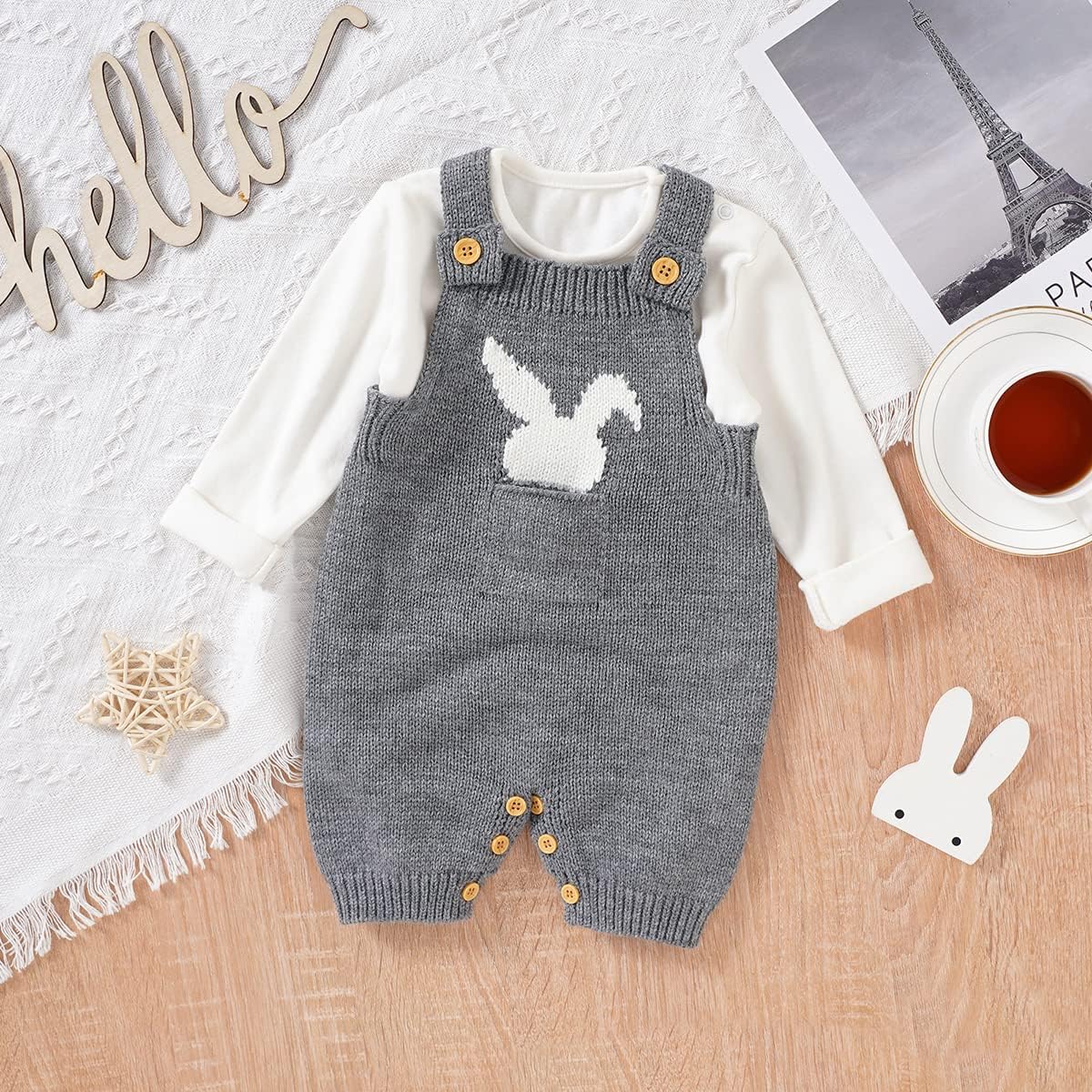 MoZiKQin Baby Girl Boy Easter Bunny Romper Sleeveless Knitted Bodysuit Jumpsuit My 1st Easter Outfit Cute Clothes - Image 3