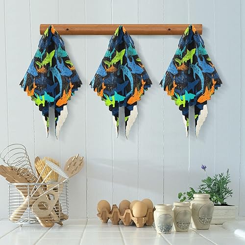 Miniatura 6 de linqin Sharks Camo Set of 6 Absorbent Microfiber Towels Kitchen Decor Soft Microfiber Absorbant Towel Reusable for Countertop Oven