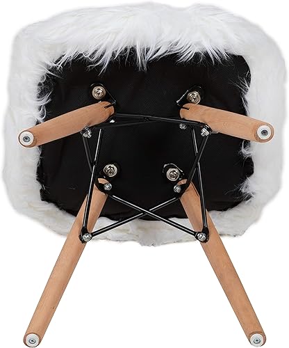 Miniatura 11 de EMMA + OLIVER Silla de piel sintética lanuda de color blanco, silla para niños de 5 a 7 años, silla de sala de juegos para niños