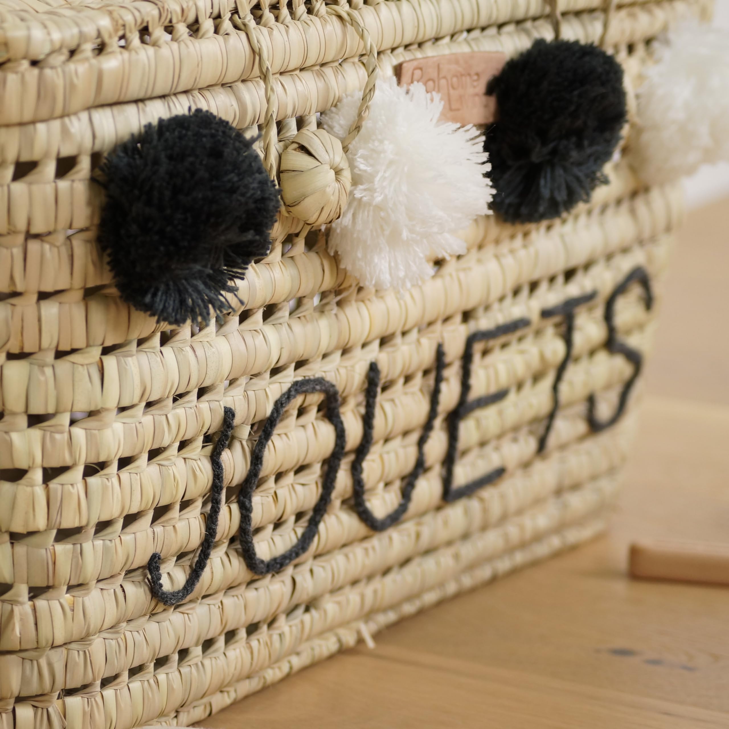 Coffre de rangement personnalisé 60cm (Broderie + Pompons)