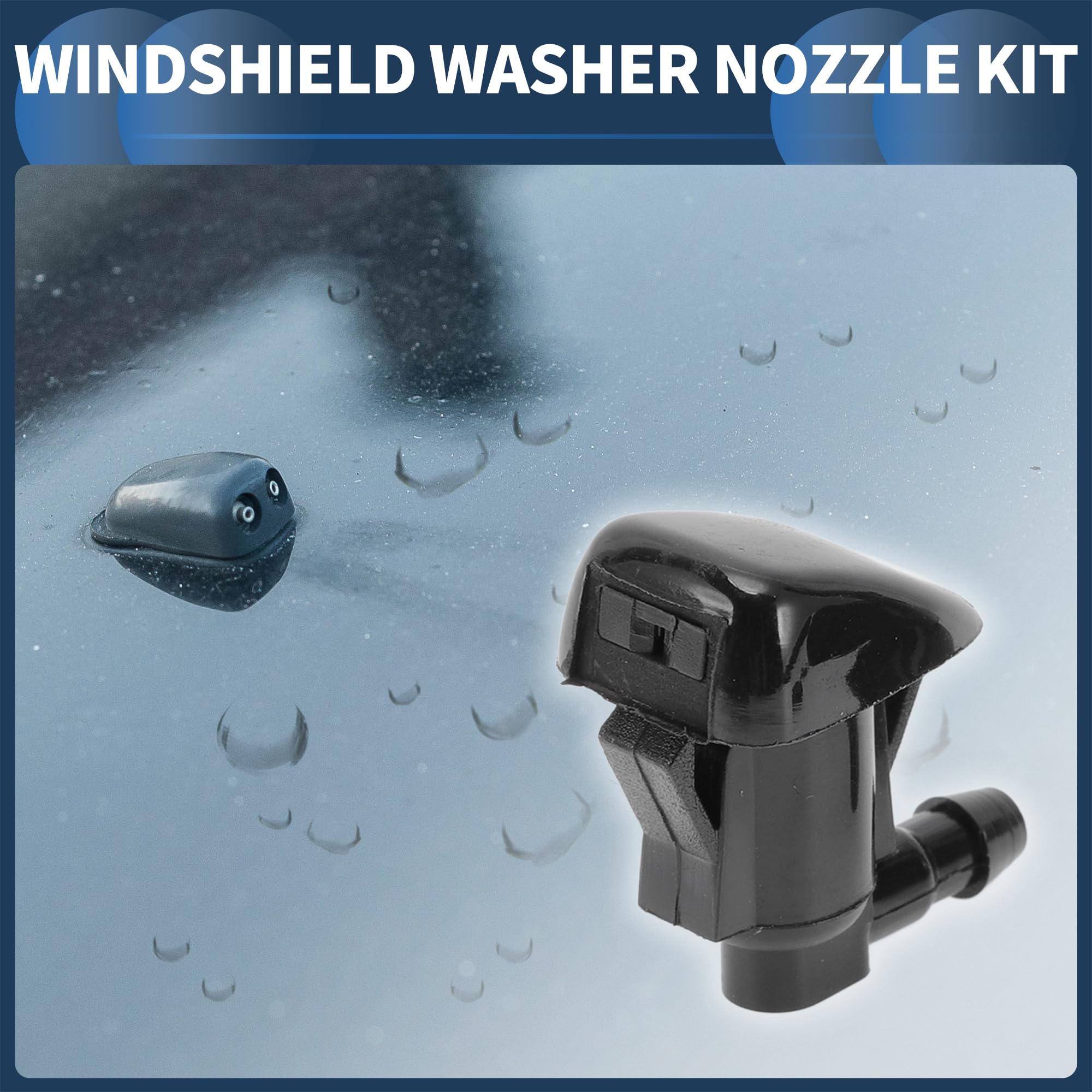 HOPESPANNER Windshield Washer Nozzle For Toyota Sienna 2004-2010 - OE 85381AE020, Black Plastic Spray Jet With Hose Connectors - View #2