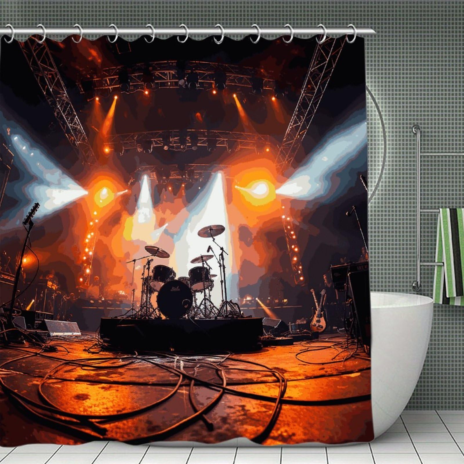 FekiLoot Rock Concert Stage Shower Curtain Thick Weighted Shower Curtain Classic Unique Bath Curtains Heavy Duty Long Showers Curtains for Bathroom Bath Tubs Machine Wash 70.8"x70.8"