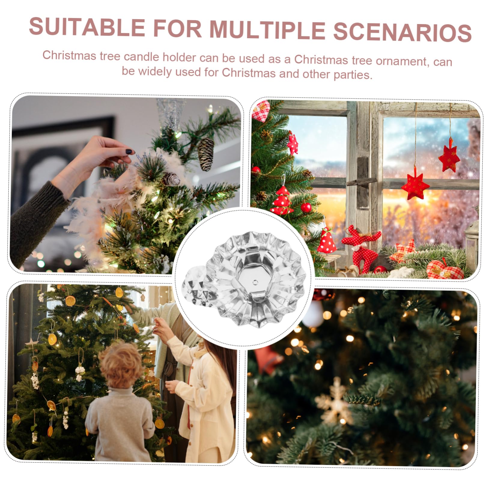 GARVALON Candlestick Holders for Christmas Tree 10pcs Clip-on Metal Candle Holders Heatproof Design