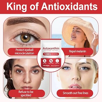 Astaxanthin 12mg, Premium Astaxanthin Supplements with Antioxidant Activity, Supports Eye, Joint, Immune, Skin Health, Internal Circulation, Non-GMO & No Gluten 240 Softgels