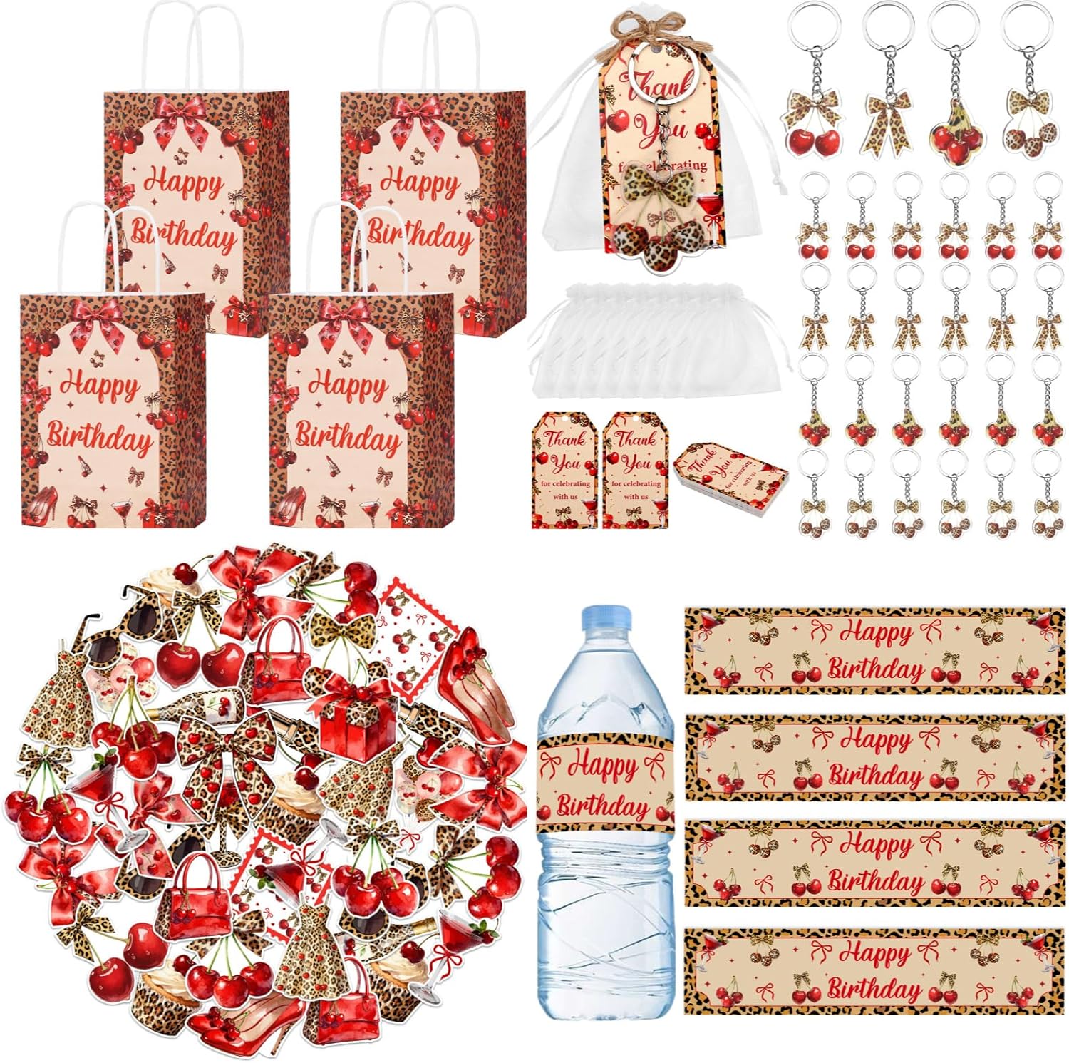 Cheetah and Cherry Party Favors Decors