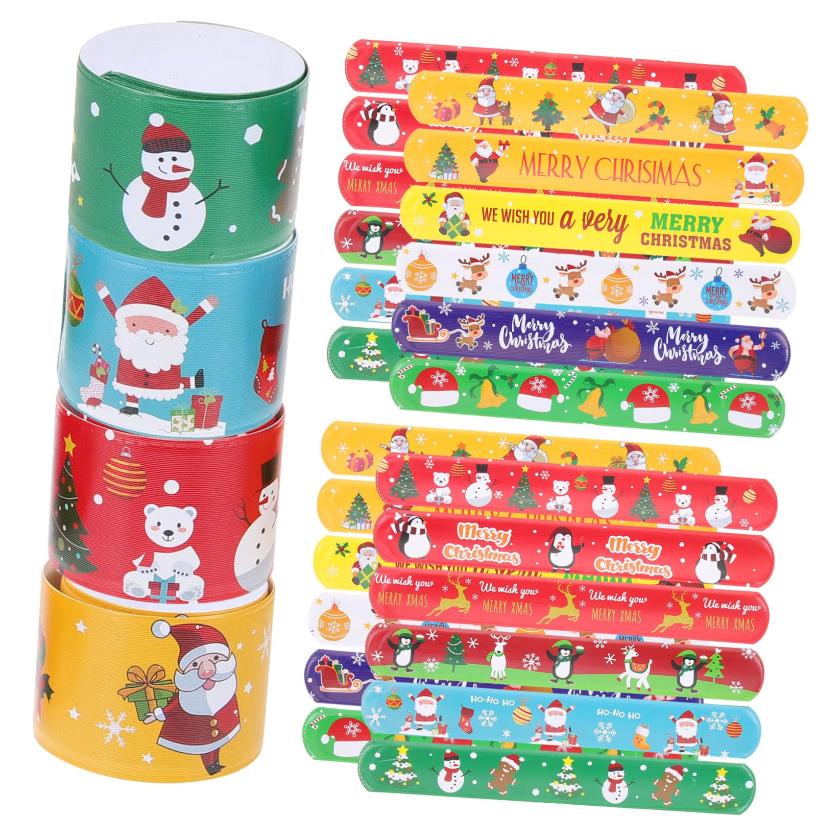 96 Piezas Pulseras Slap de Navidad PVC Cómodas y Creativas para Fiestas y Regalos Festivos Accesorio Versátil para Cumpleaños y Celebraciones Navideñas