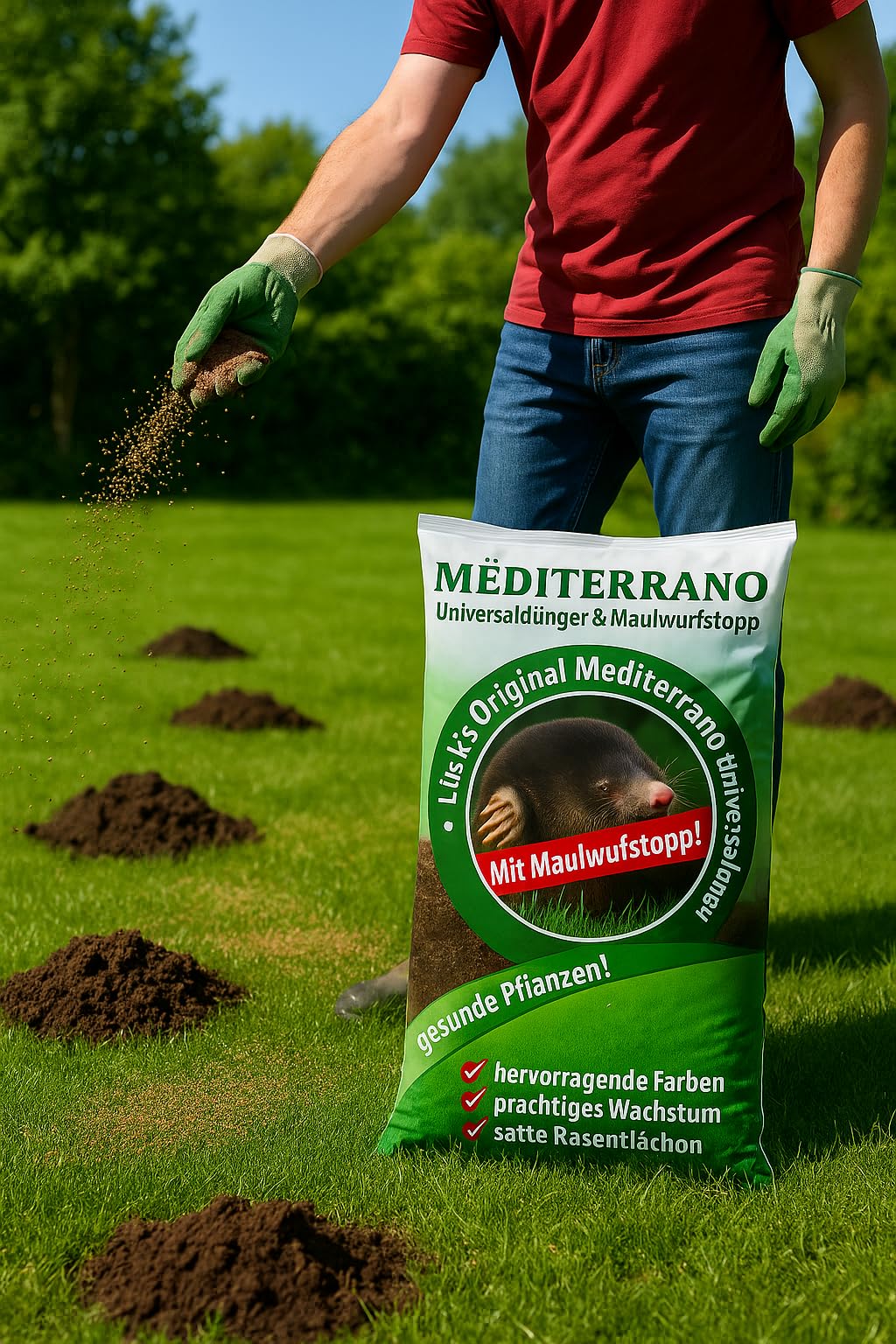 Mediterrano Topo Stop 2 en 1 – La solución más eficaz contra topos y ratones de campo, 10 kg