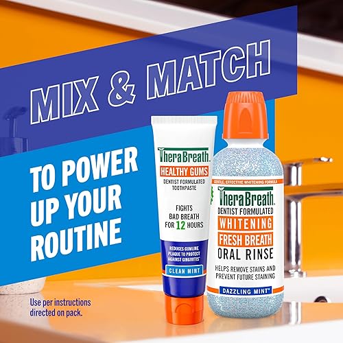 Miniatura 6 de TheraBreath Pasta de dientes Healthy Gums, combate el mal aliento durante 12 horas, con fluoruro de estaño para protección anticaries y gingivitis,