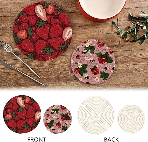 Miniatura 231 de Trivets for Hot Dishes Pots and Pans 2 PC Pot Holders Heat Resistant Cotton Round Potholders for Kitchen Countertop Decorative Autumn Maple Leaves
