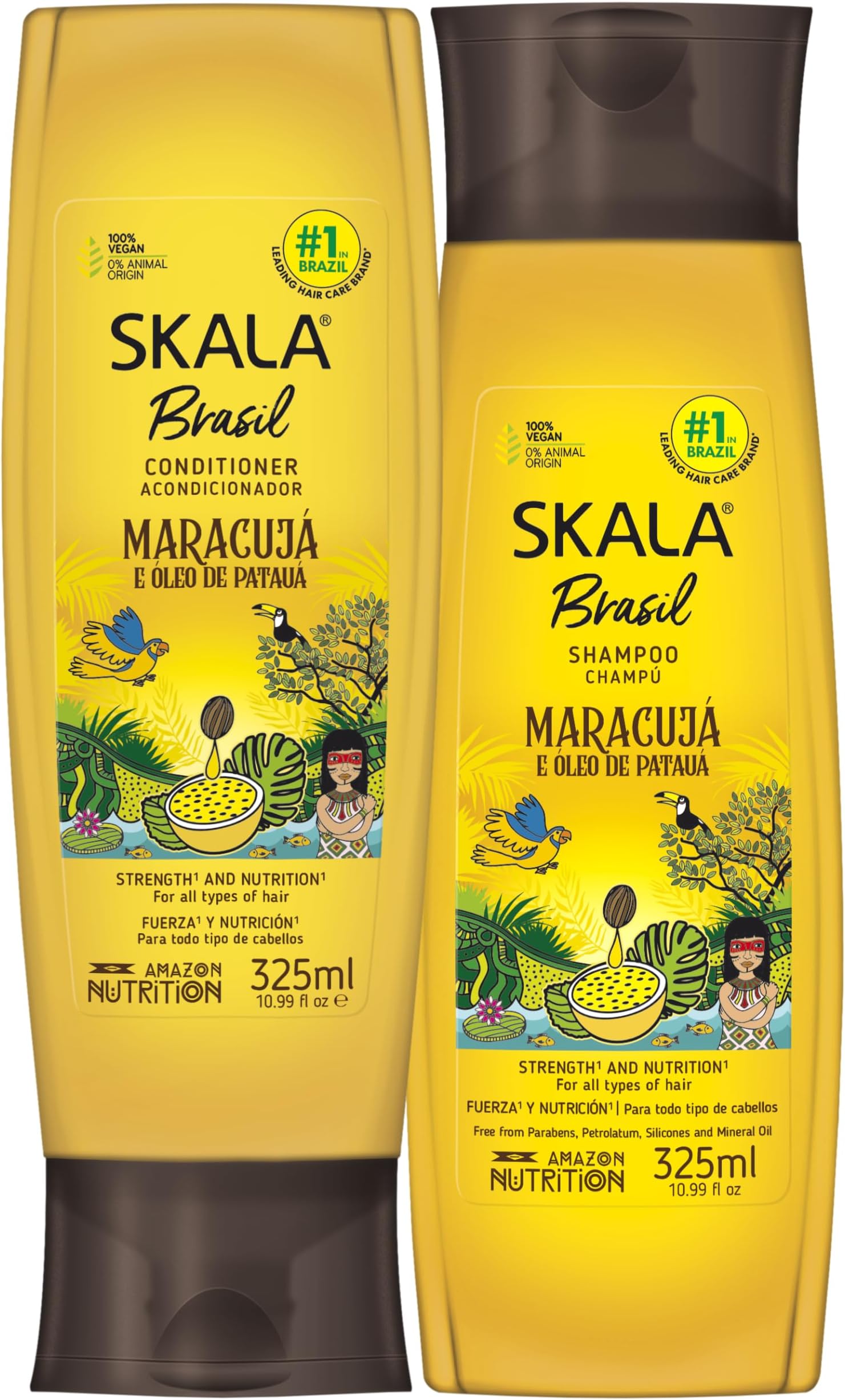 SKALA - Linha Brasil - Kit Maracuja e Oleo De Pataua Shampoo e Condicionador (2 x 325 Ml) - (Brazil Collection - Passion Fruit and Pataua Oil Shampoo & Conditioner Set (2 x 11 Fl Oz))