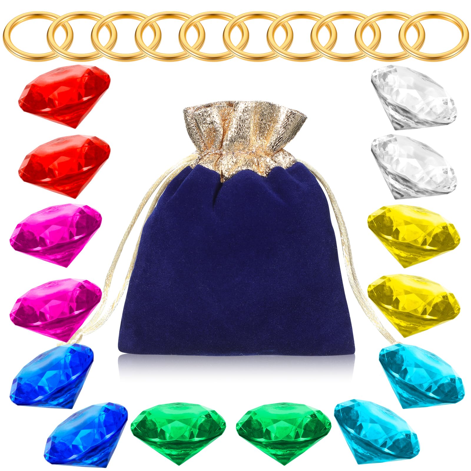 Juego de 25 anillos circulares de oro con esmeraldas del caos, joyería de diamantes acrílicos, joyería de aleación de Halloween, fiesta, caza, pastel, bolsa de regalo, erizo azul, caos,