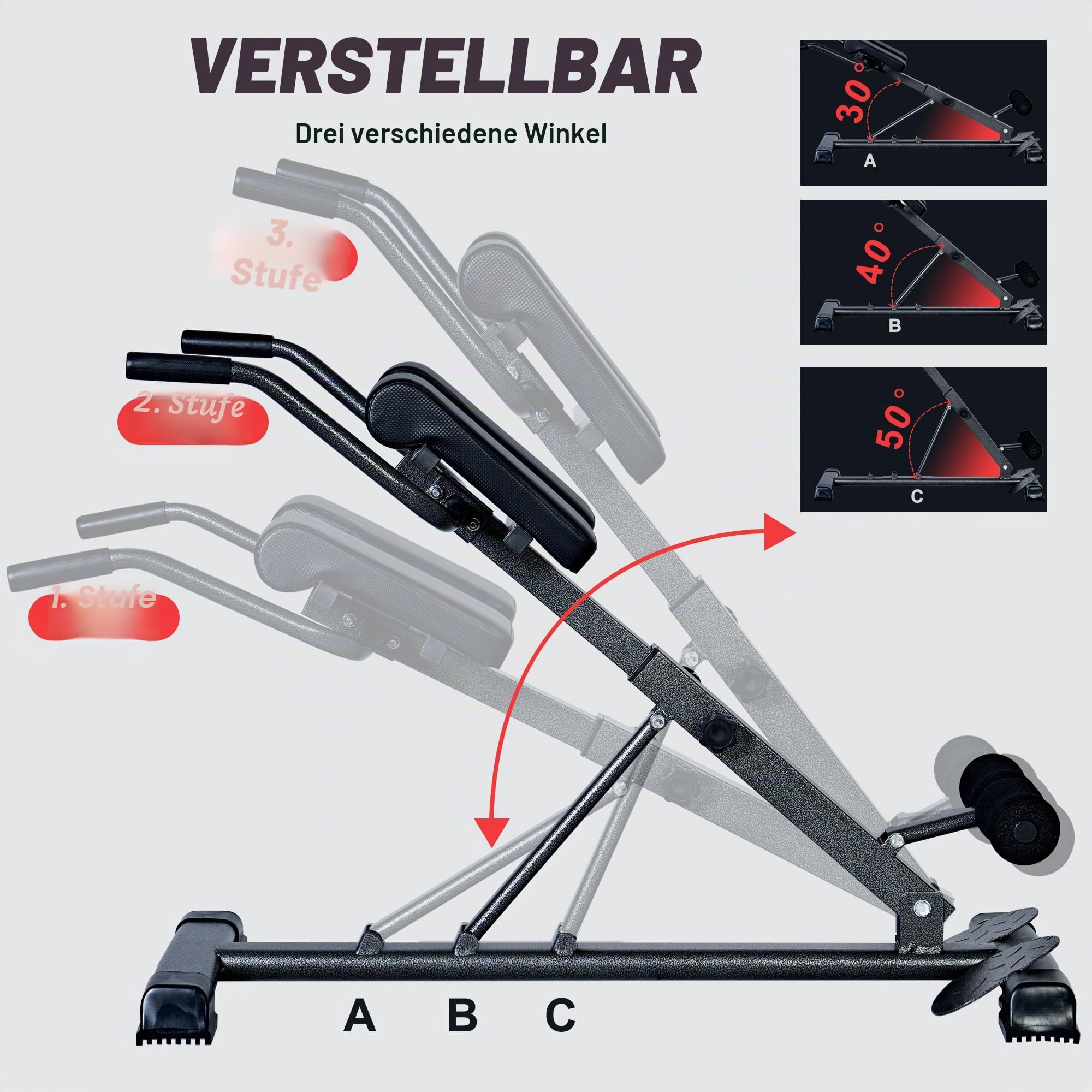 SogesHome Hantelbank Roman Chair Rückentrainer Klappbar Multifunktion Training Fitness Bank Bauchtrainer Hantelbänke Fitness Krafttraining Verstellhöhe
