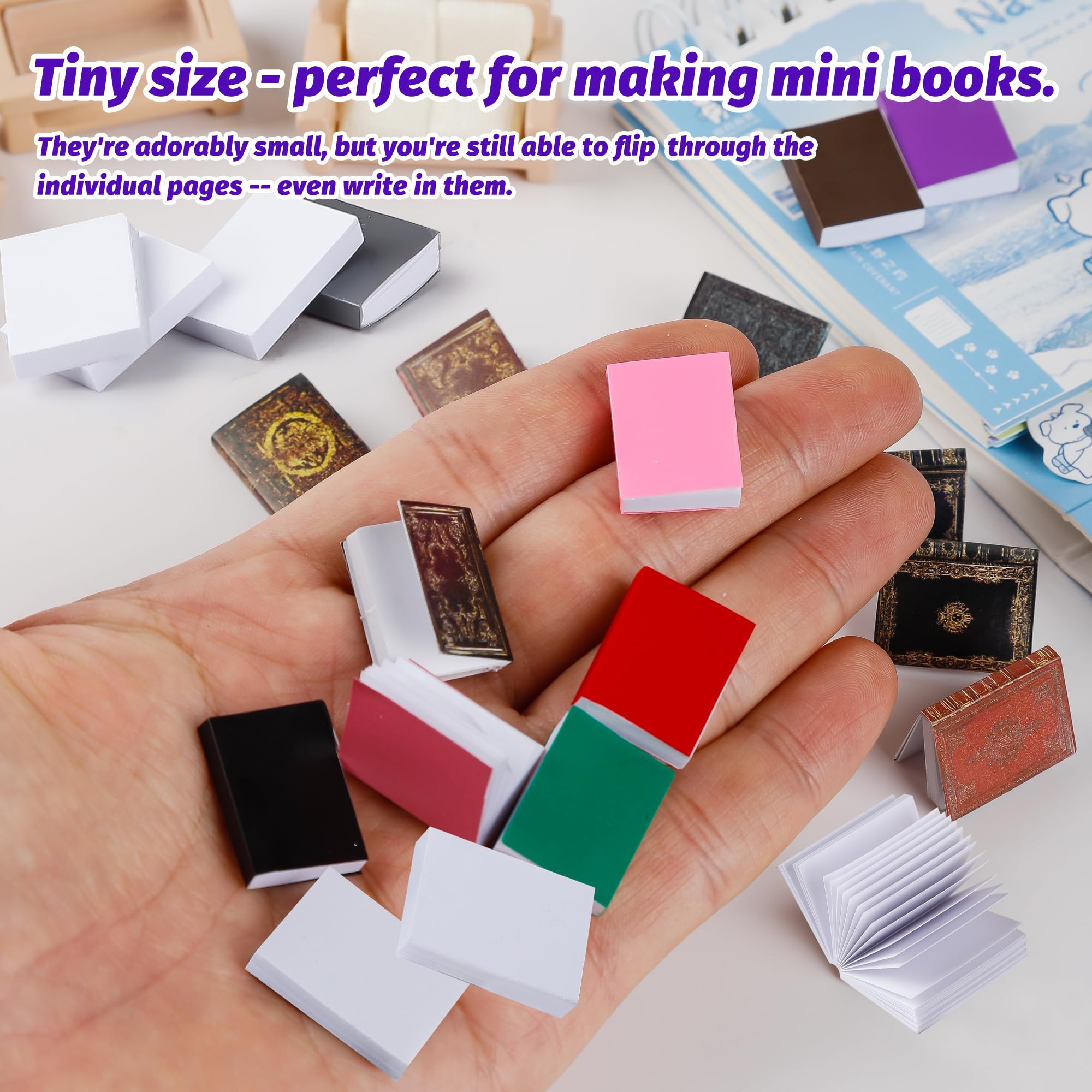 50 libros en miniatura para casa de muñecas a escala 1:12, mini libros, decoración de casa de muñecas, crea réplicas en miniatura de tus libros favoritos, accesorios para casa de muñecas, suministros 6