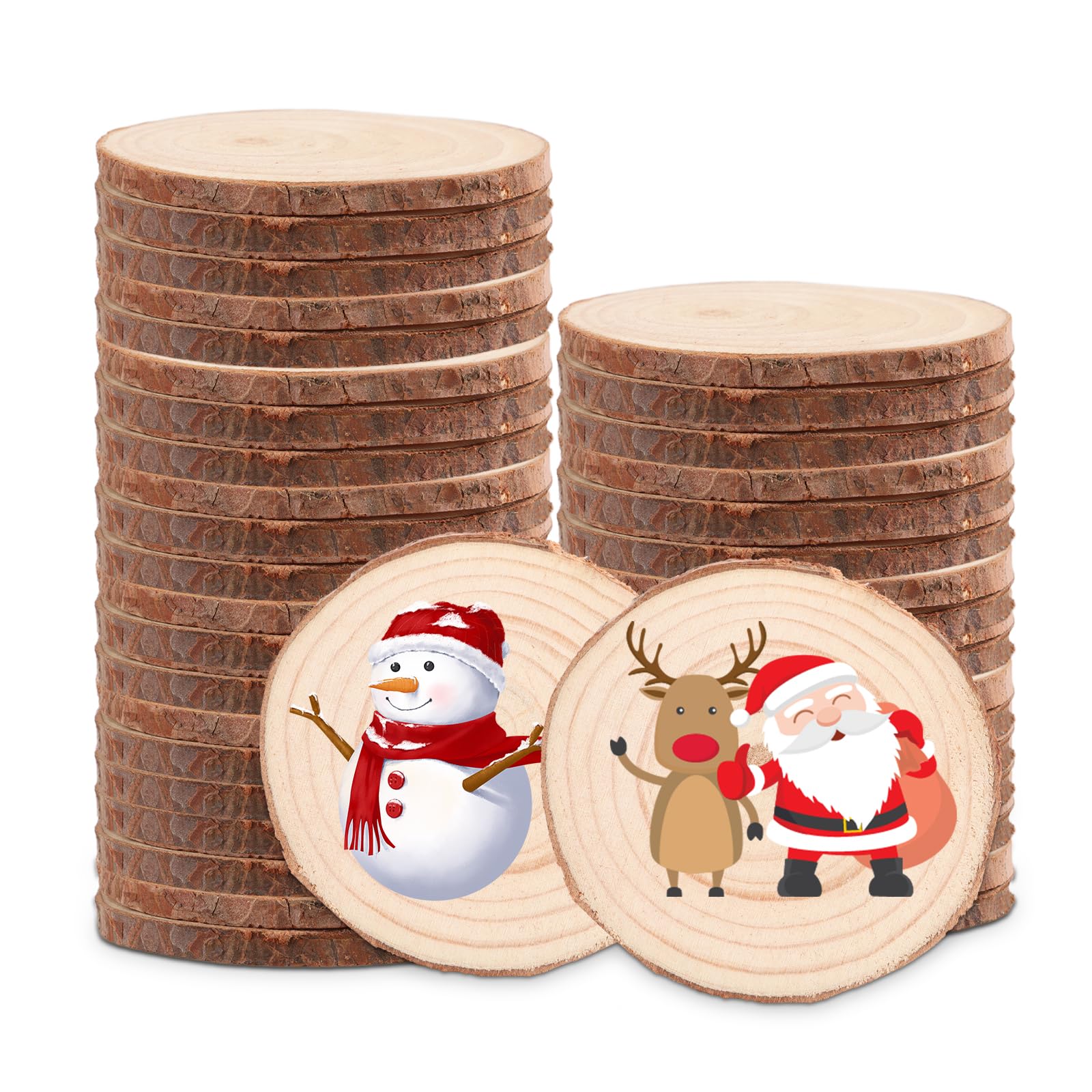 50 Dischi Di Legno Con Corteccia 6-7 Cm Per Lavoretti Fai Da Te - Ideali Per Decorazioni, Matrimoni E Pittura