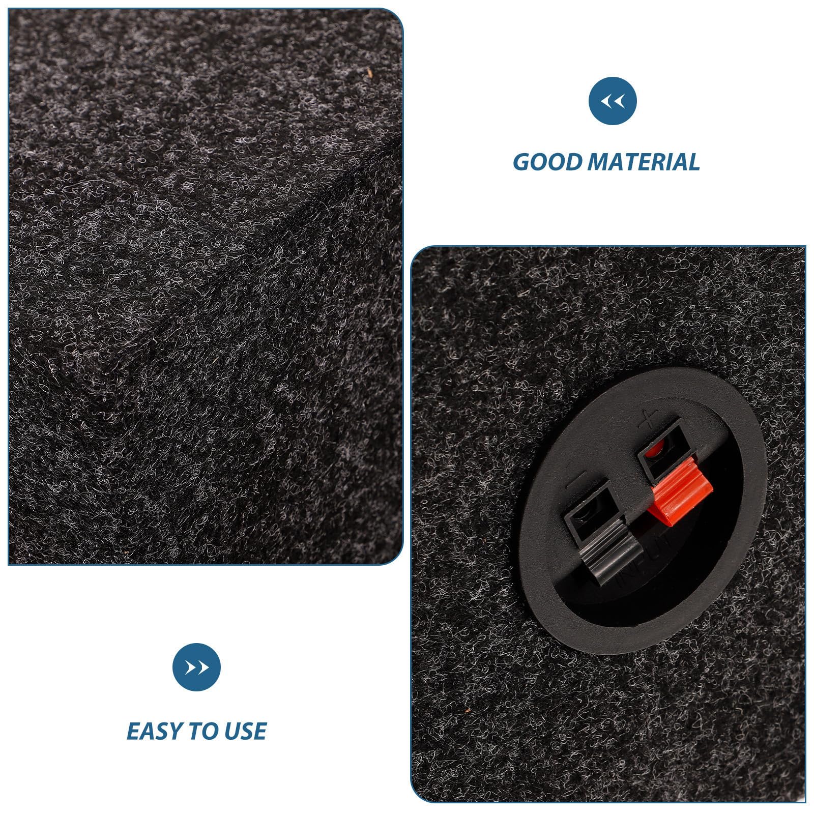 FRCOLOR Box per Subwoofer in Legno Nero Rivestito in Spugna, Prestazioni Audio Ottimali e Stabilità per Impianto Audio Auto, 1 Paio per Appassionati e Tecnici