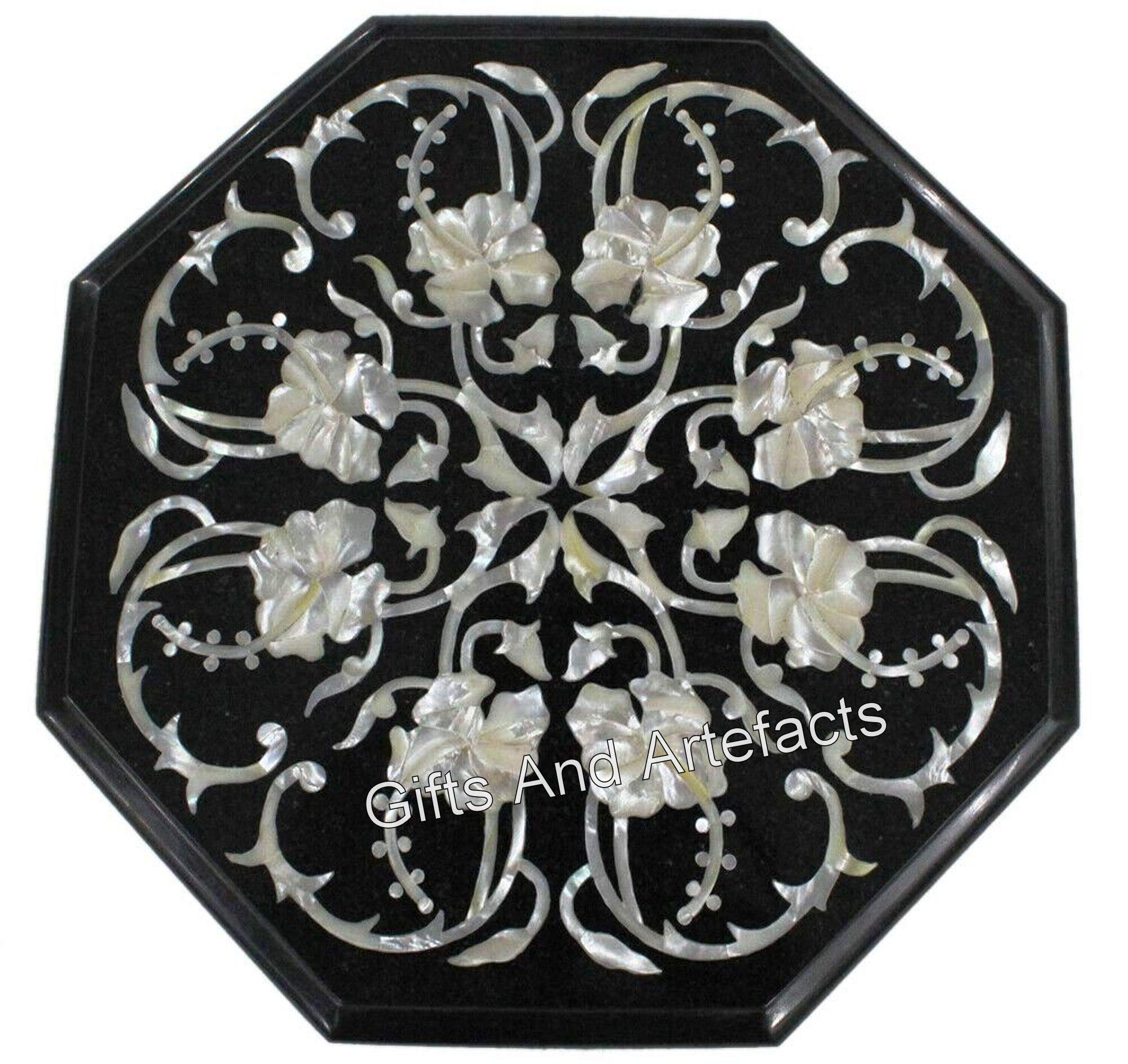 Table d'appoint pour couloir en pierre naturelle et nacre