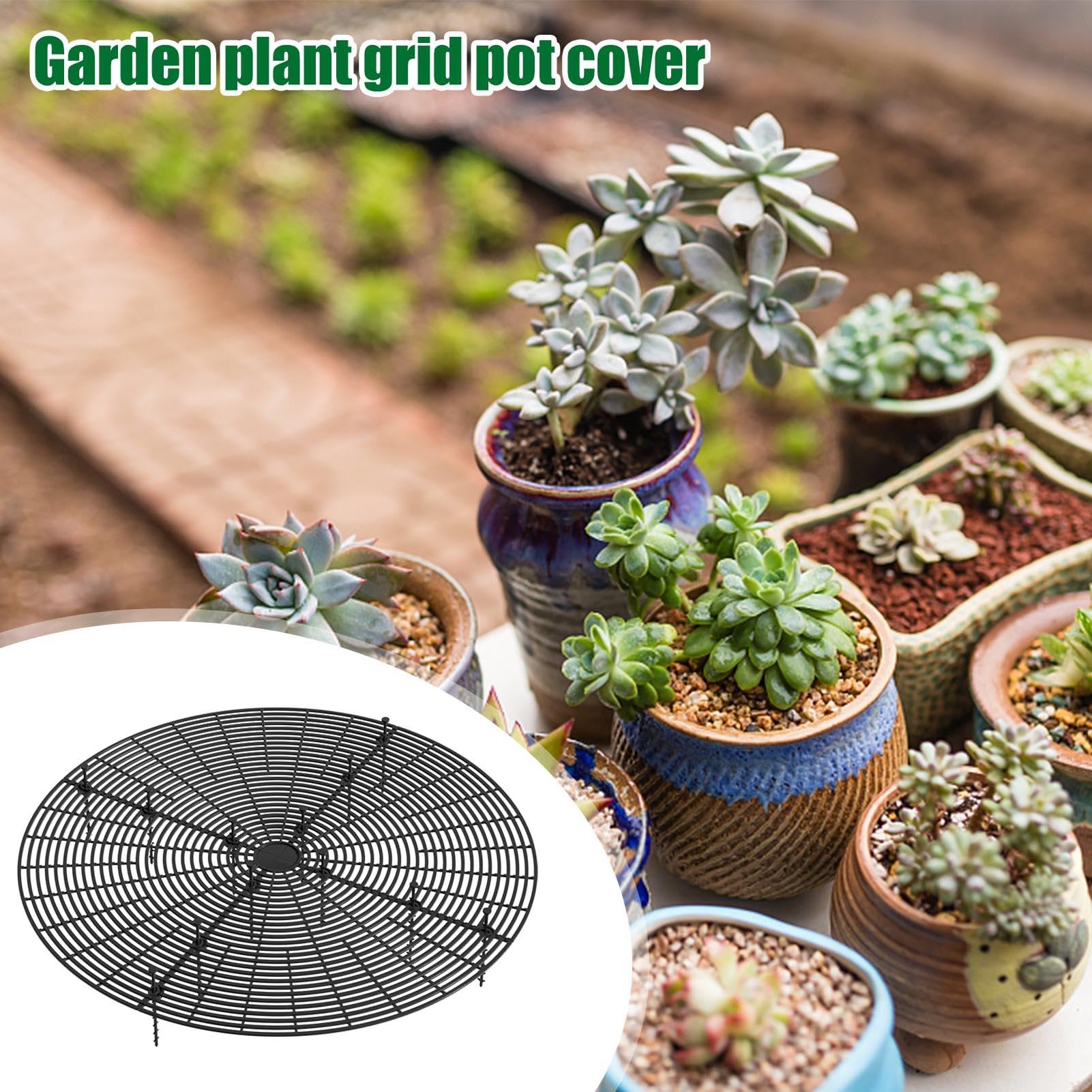 Plant Pot Grid - Cuttable Flower Pot Soil Cover Protectors | Reusable Plant Pot Grid Cover with Deep Stakes Assorted Sizes, Dogs, Cats Digging Stopper, Protect Baby from Plant Dirt (Black)