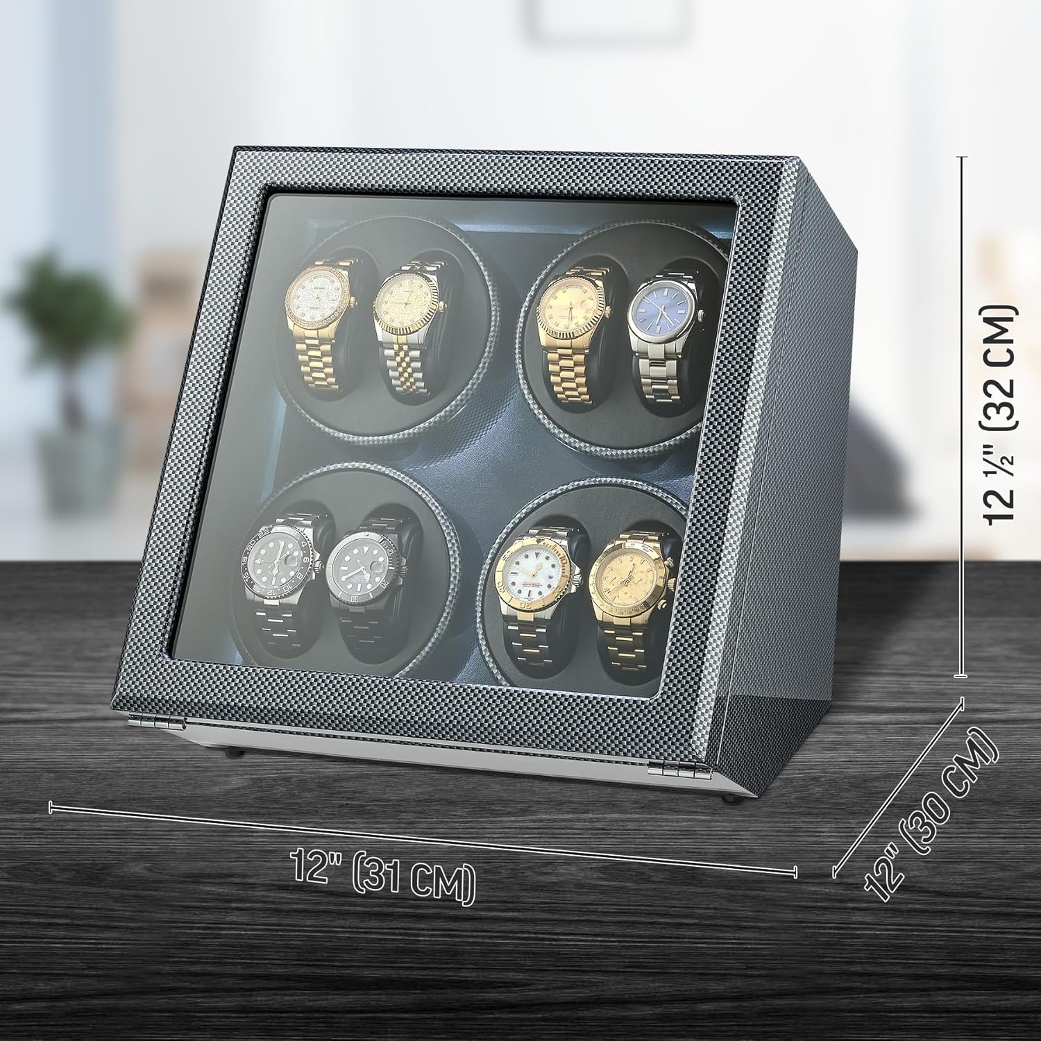 TIMECUBE Watch Winder for 8 Automatic Watches with LED Light and 15 Winding Programs