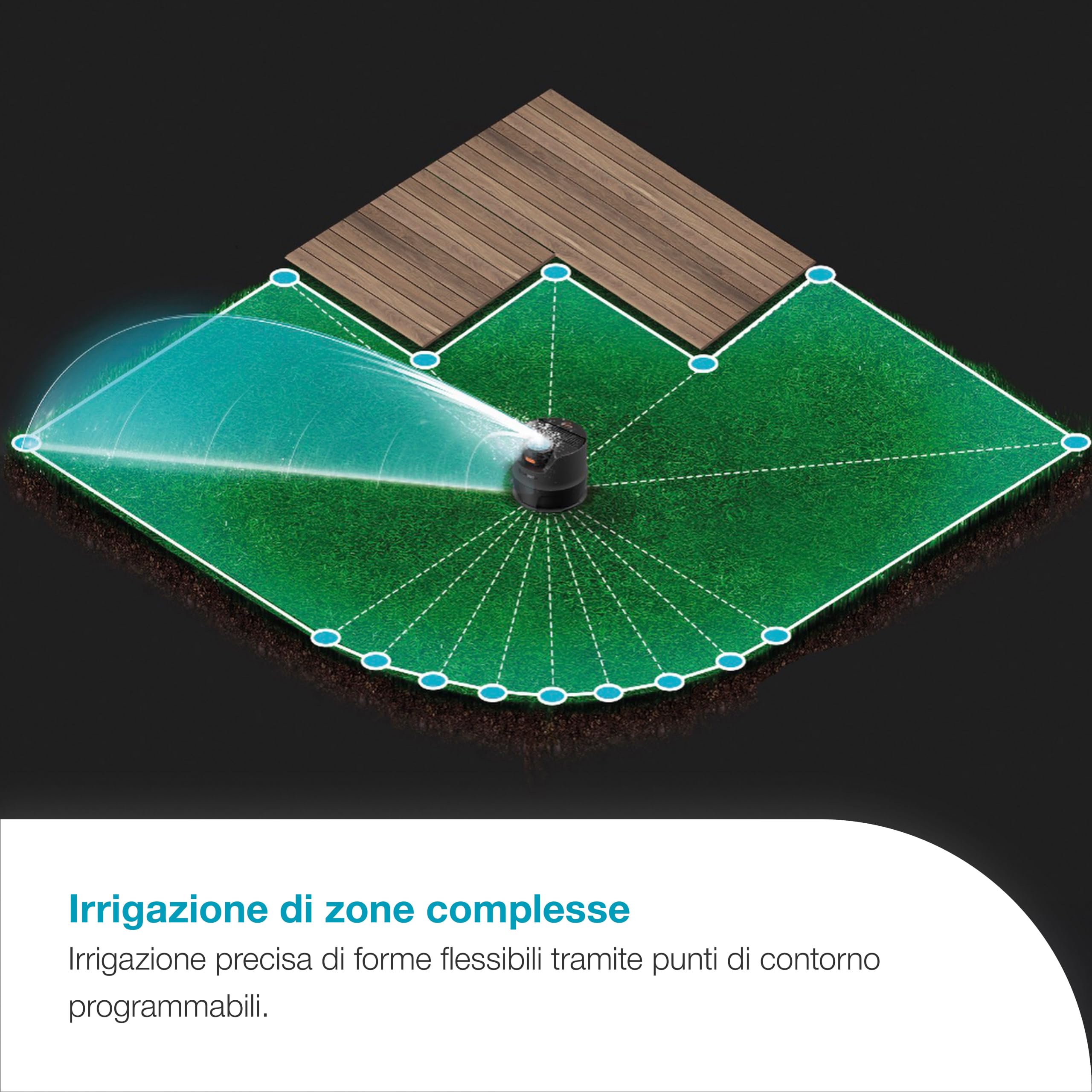 Gardena Sistema di irrigazione AquaPrecise, alimentato ad energia solare, utilizzo preciso dell'acqua per giardini fino a 320 m², controllo Bluetooth, facile installazione (16000-20)