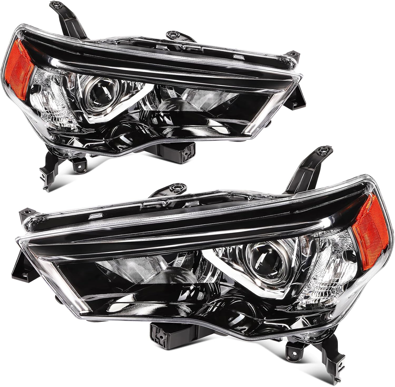 ASAPE Headlights Assembly Pair for Driver and Passenger Side Fits 2014-2020 for Toyota 4Runner 81170-35571,Chrome Housing And Amber Reflector
