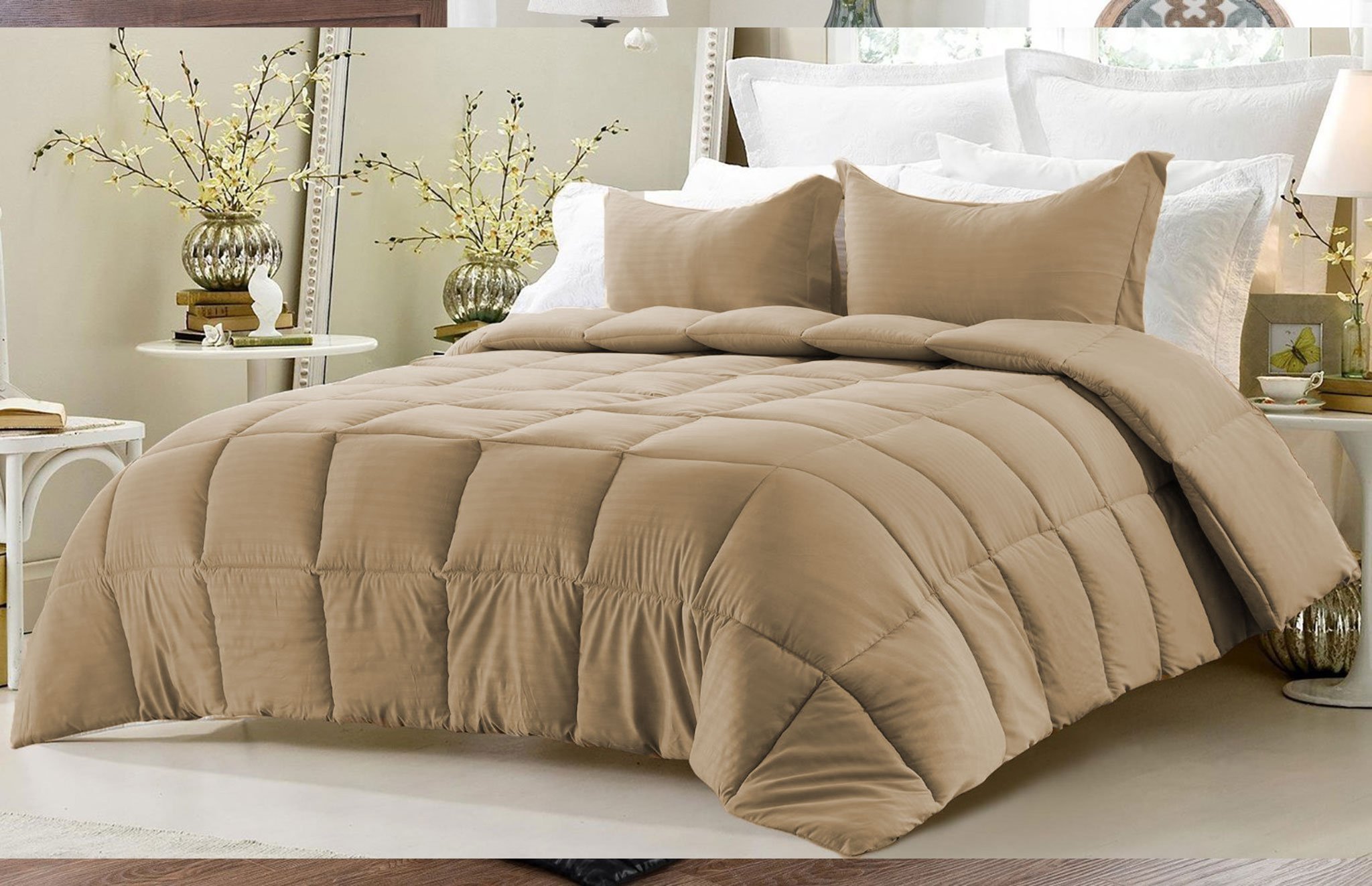 Edredón de algodón egipcio suave de 600 hilos reversible king tamaño grande