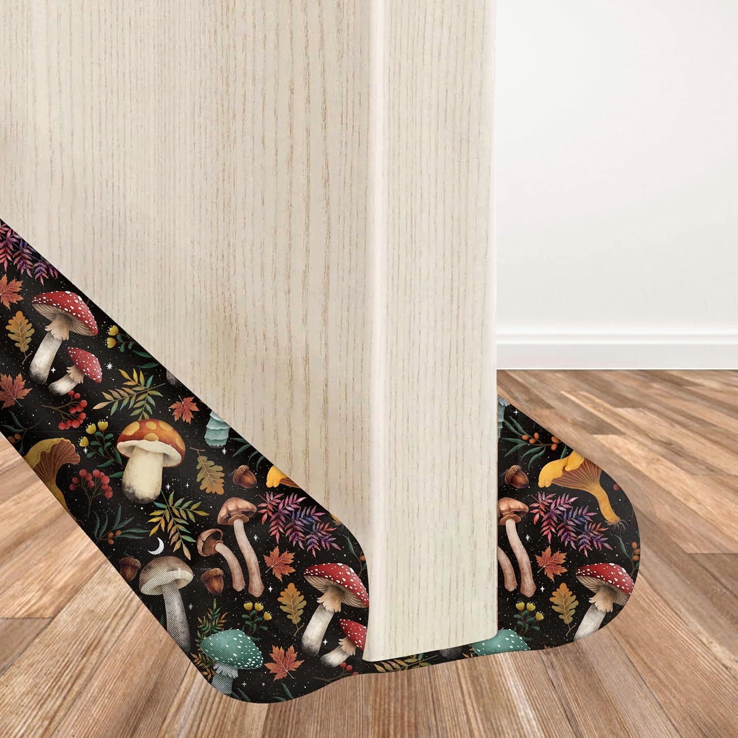 adjustable 36 inches under door draft stopper, door noise blocker, air wind breeze blocker - mushroom black