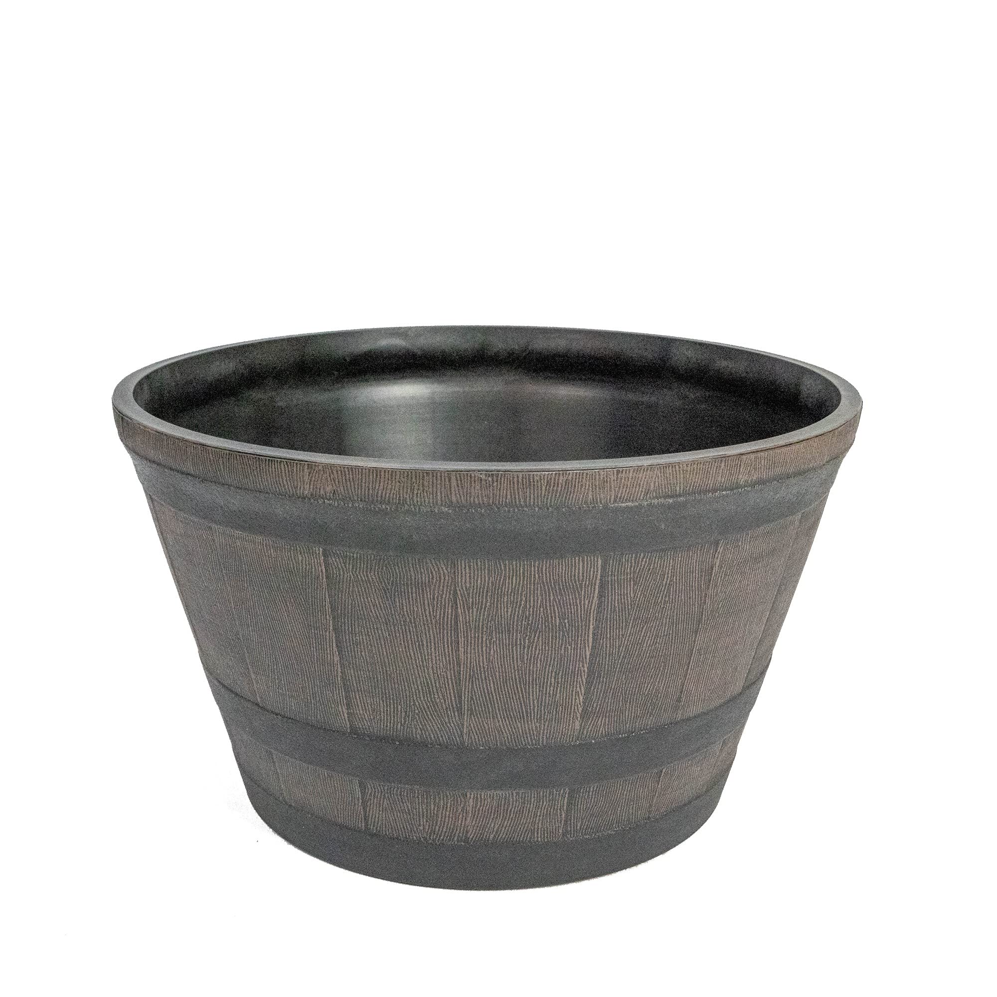 Garden Gear Garden Wooden Effect Barrel PlanterOutdoor Half Whiskey Cask Flower PotIndoor Rustic Patio Grow Plant Container (1Large) from B&Q