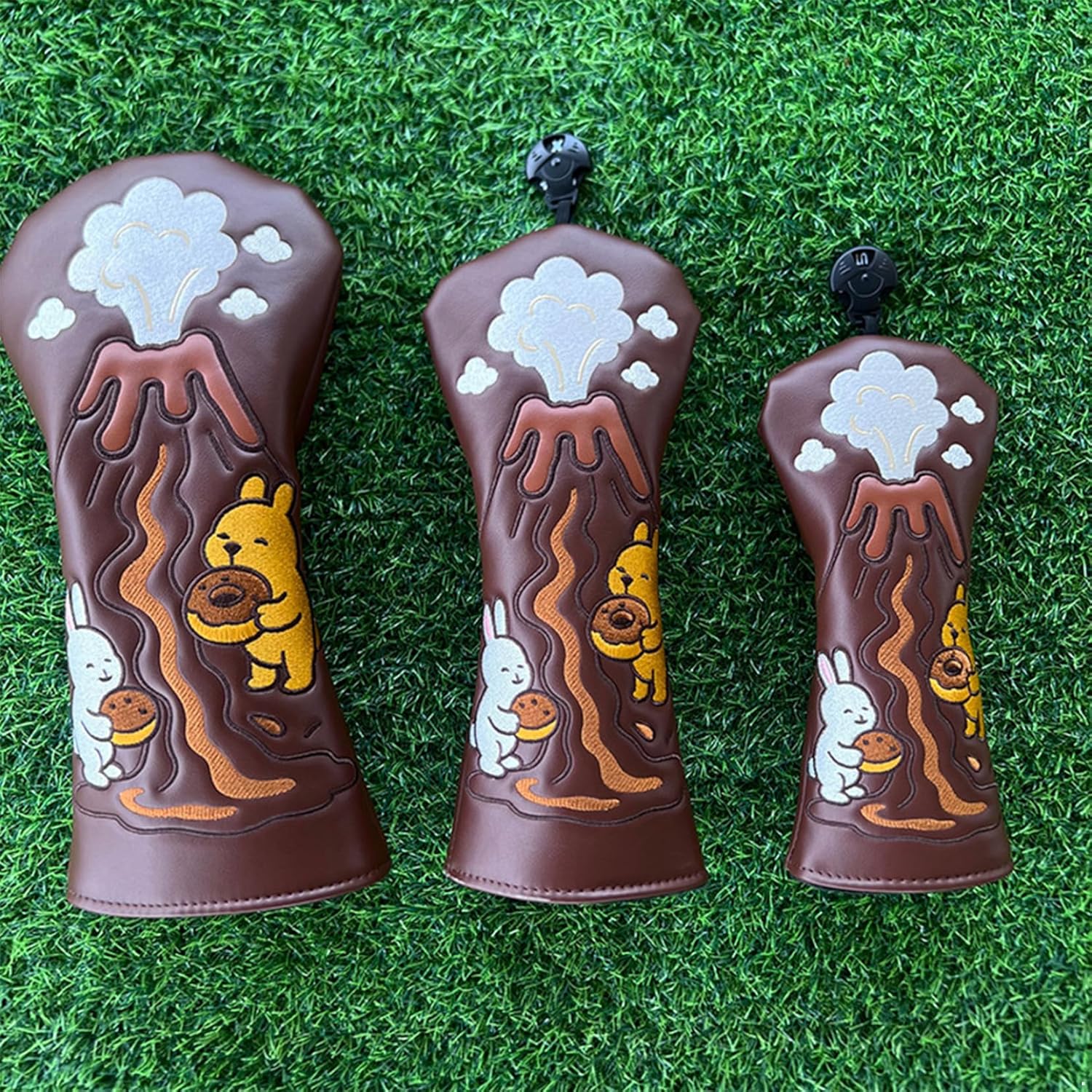Waterproof PU Golf Club Head Cover Chocolate Volcano Unique Design Sturdy Protection for Wood Clubs Golf Training and Competition Accessory