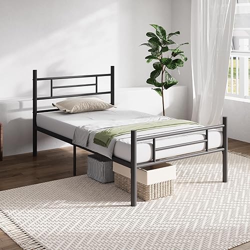 Miniatura 54 de Novilla - Base de cama con cabecera y estribo, plataforma de metal de 14 pulgadas con almacenamiento debajo de la cama, no necesita somier, soporte