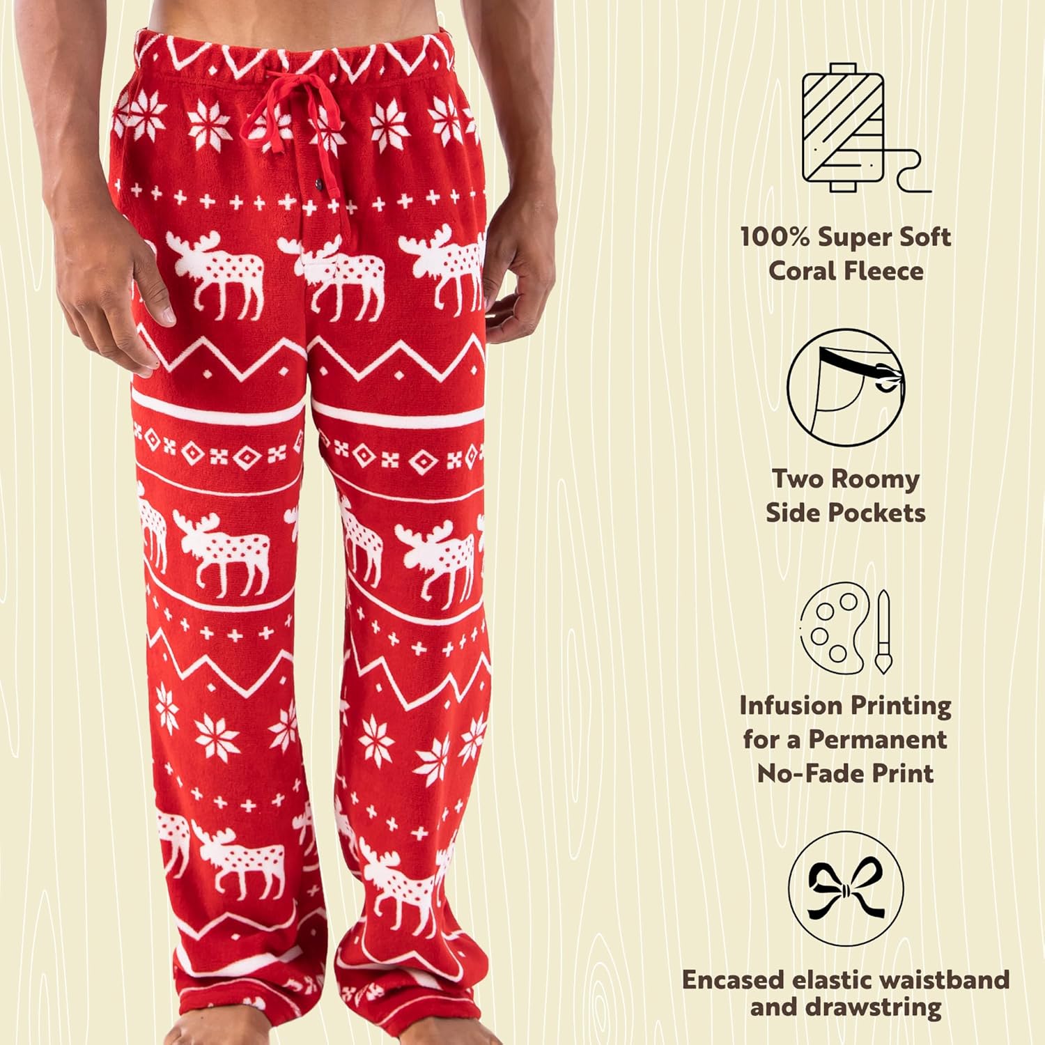 Lazy One Men's Fleece Pajama Pants, Nordic Fleece Pajama Bottoms for Men, Warm Pajama Pants - Image 6