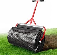 Sturdon 24" Compost Peat Moss Spreader Roller with Self-Cleaning Brush, 2.79 Cu Ft Capacity - Upgraded Clamps & Adjustable Handle for Lawn Topdressing