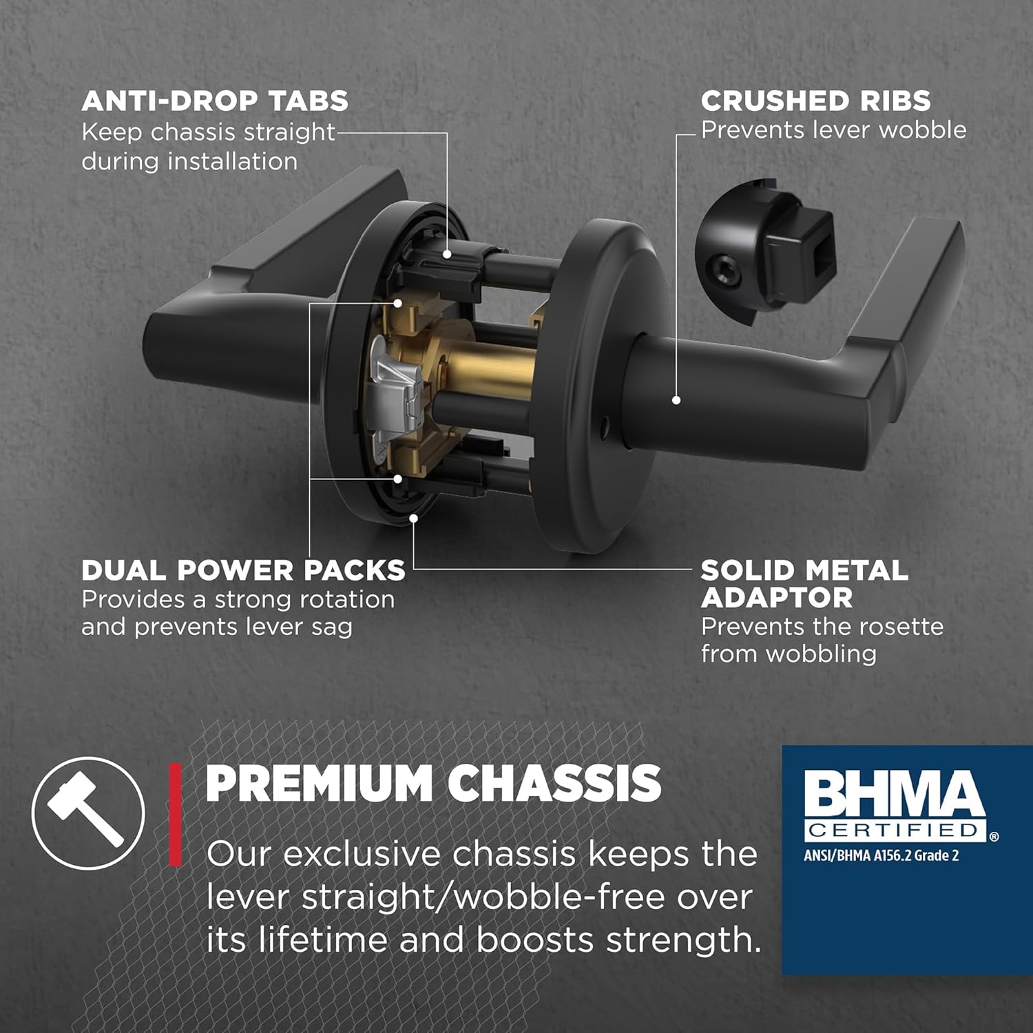 Weiser Sedona Matte Black Door Handle, Reversible Privacy Lever, Interior Door Handles for Bedroom and Bathroom Doors, Keyless Bathroom/Bedroom Door Lock, Transitional Home Décor