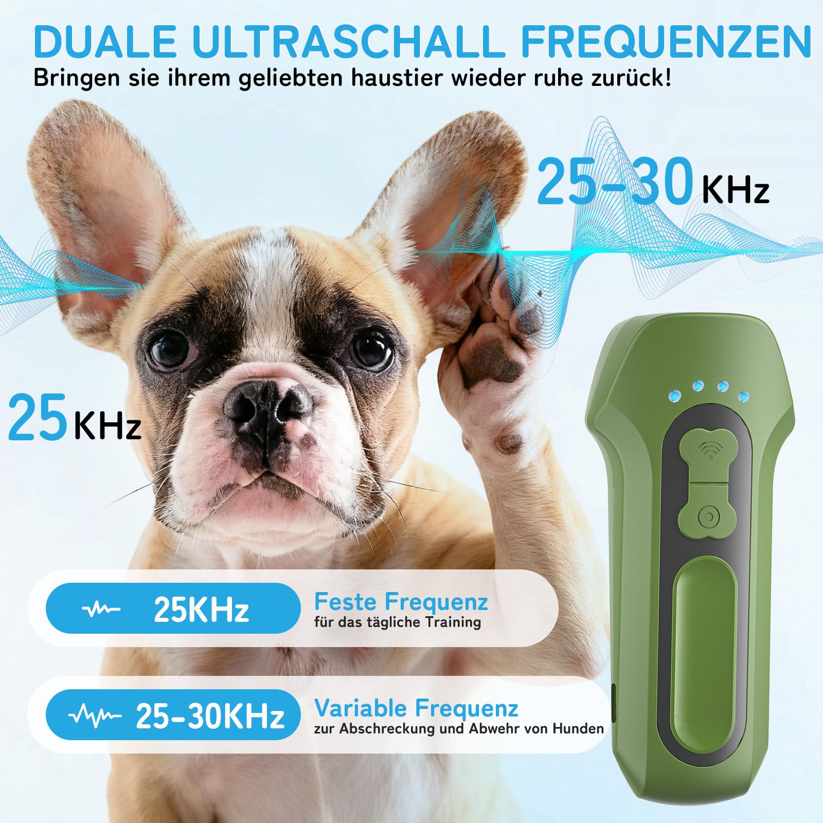 Anti Bell Gerät Hunde, Antibell Ultraschall Gerät, Tragbares Stopp-Bell-Gerät für Hunde, Sicher und Human, 65 Fuß Reichweite, Bellkontrolle für Innen/außen (blaurot)