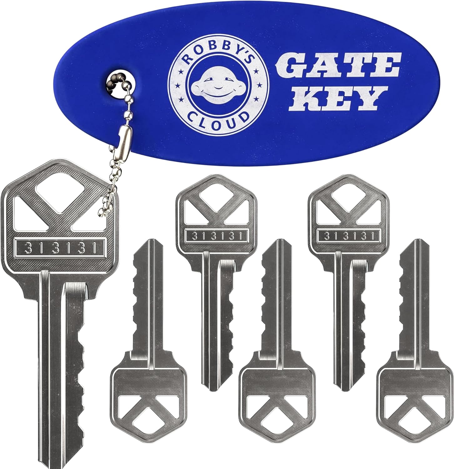 Key Replacement for Magna Latch Series 3 with Forward Facing Keyhole (New Style) - Key 313131 for Lokklatch & MagnaLatch Pool Gate Models with Robby's Cloud Key Float Keychain (3 Pack)