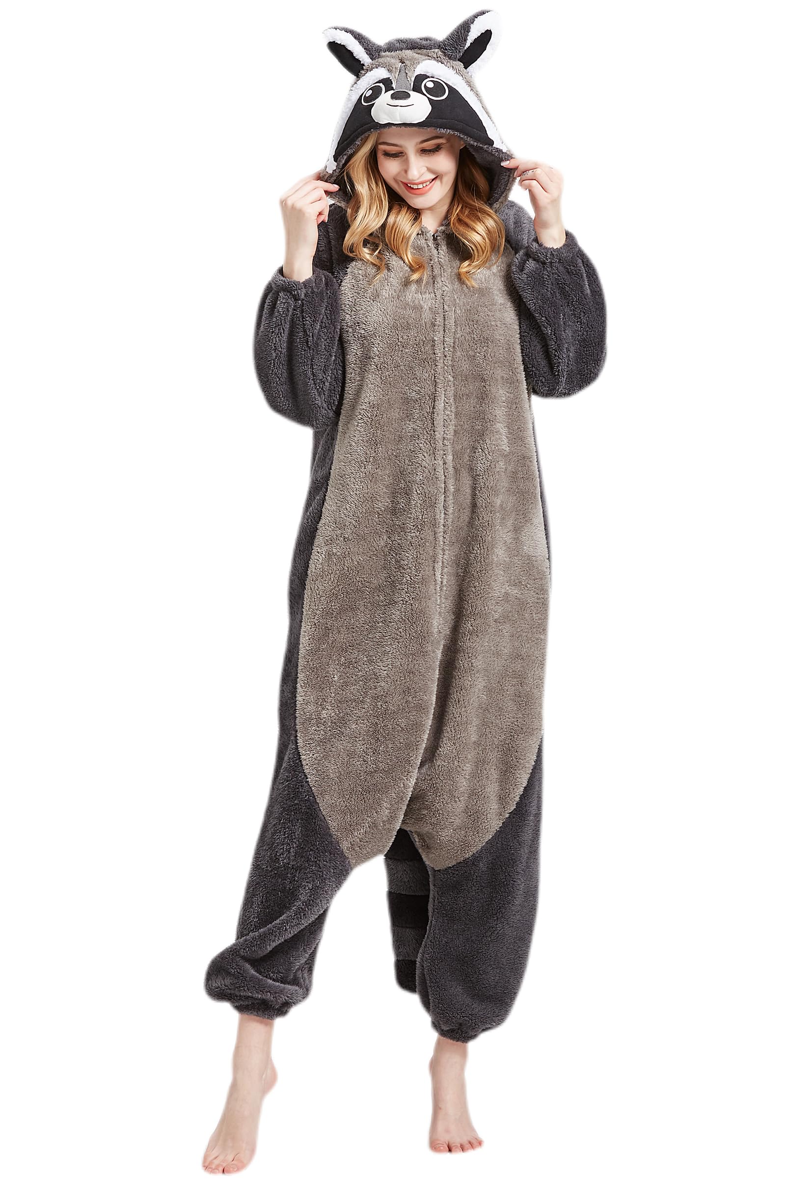 Emcasa Adult Onesie Pajamas Animal Cospaly Halloween Costume Size S-XXL | Funny Onesie for Women Men,Halloween Christmas Gift for Unisex Adult,Flannel Fleece One Piece Sleepwear,Snuggle Homewear