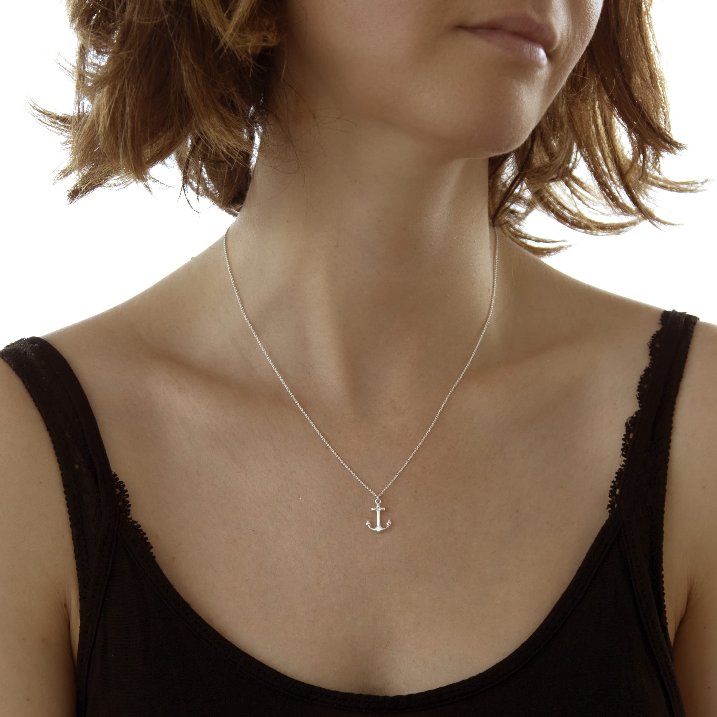 Tuscany Silver Collana Unisex in Argento Sterling con Pendente Ancora di Lunghezza 46cm/18 pollici