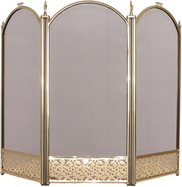 Fire Vida Ingleton Fire Screen/Spark Fire Guard, Metal, Brass