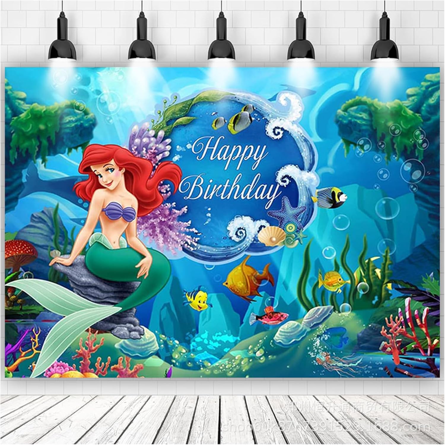 7x5ft Ariel Mermaid Princess Backdrop,Under The Sea Mermaid Background for Photography Girls Birthday Party Decoration Supplies
