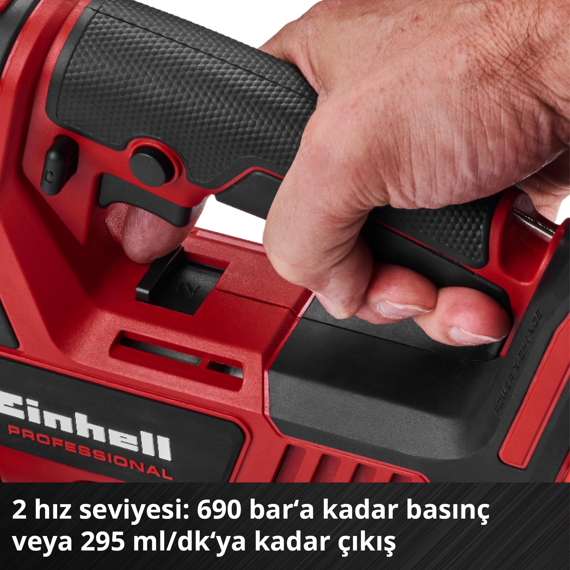 Einhell Profesjonalny bezprzewodowy pistolet do smarowania TP-GR 18/690 Li-Solo | PXC | 18 V | maks. 690 barów/10 000 PSI | maks. Moc 295 ml/min | kontrola ilości tłuszczu | 2 prędkości | bez akumulatora
