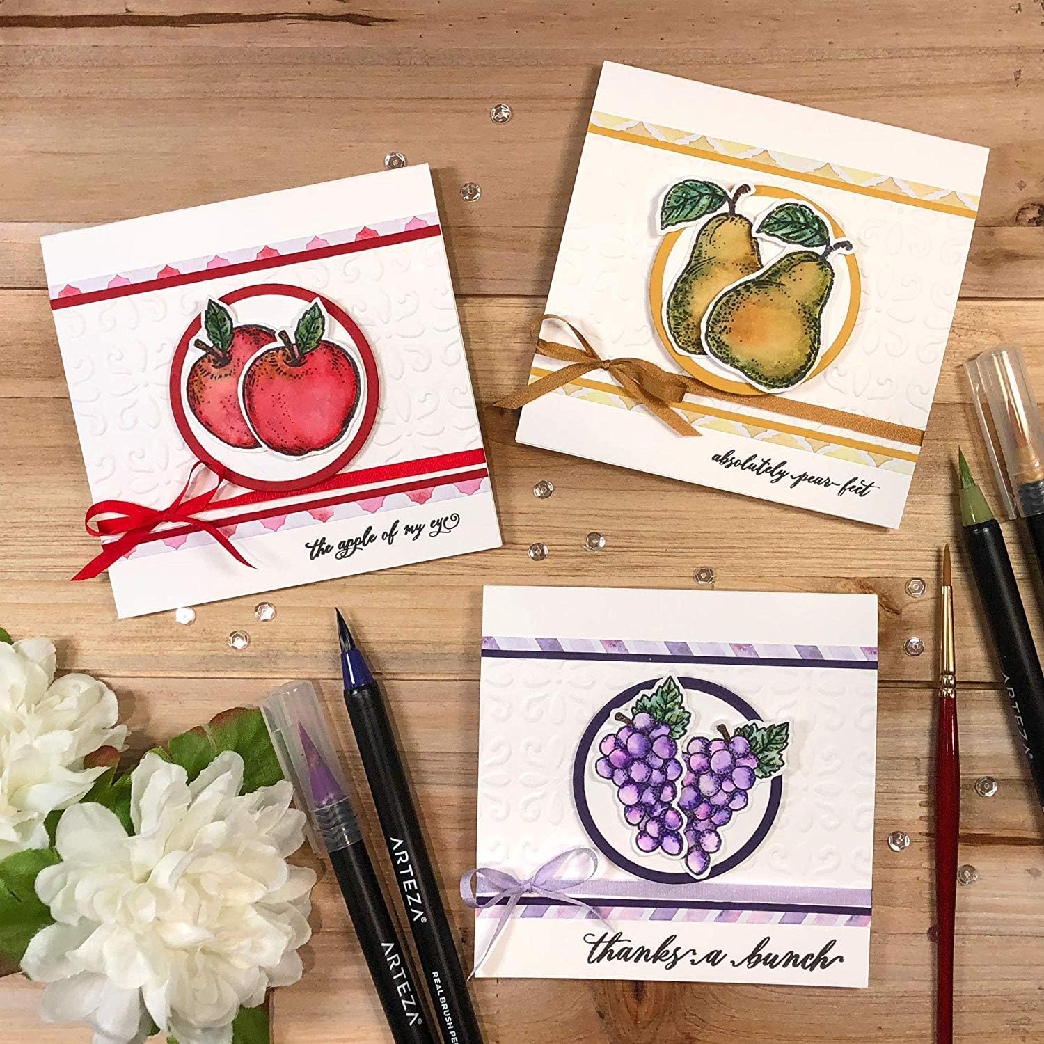 Clear Stamps Fruit Shapes Grapes, Apples, Cherries and More 4x6 Inch Sheet - 19 Pieces